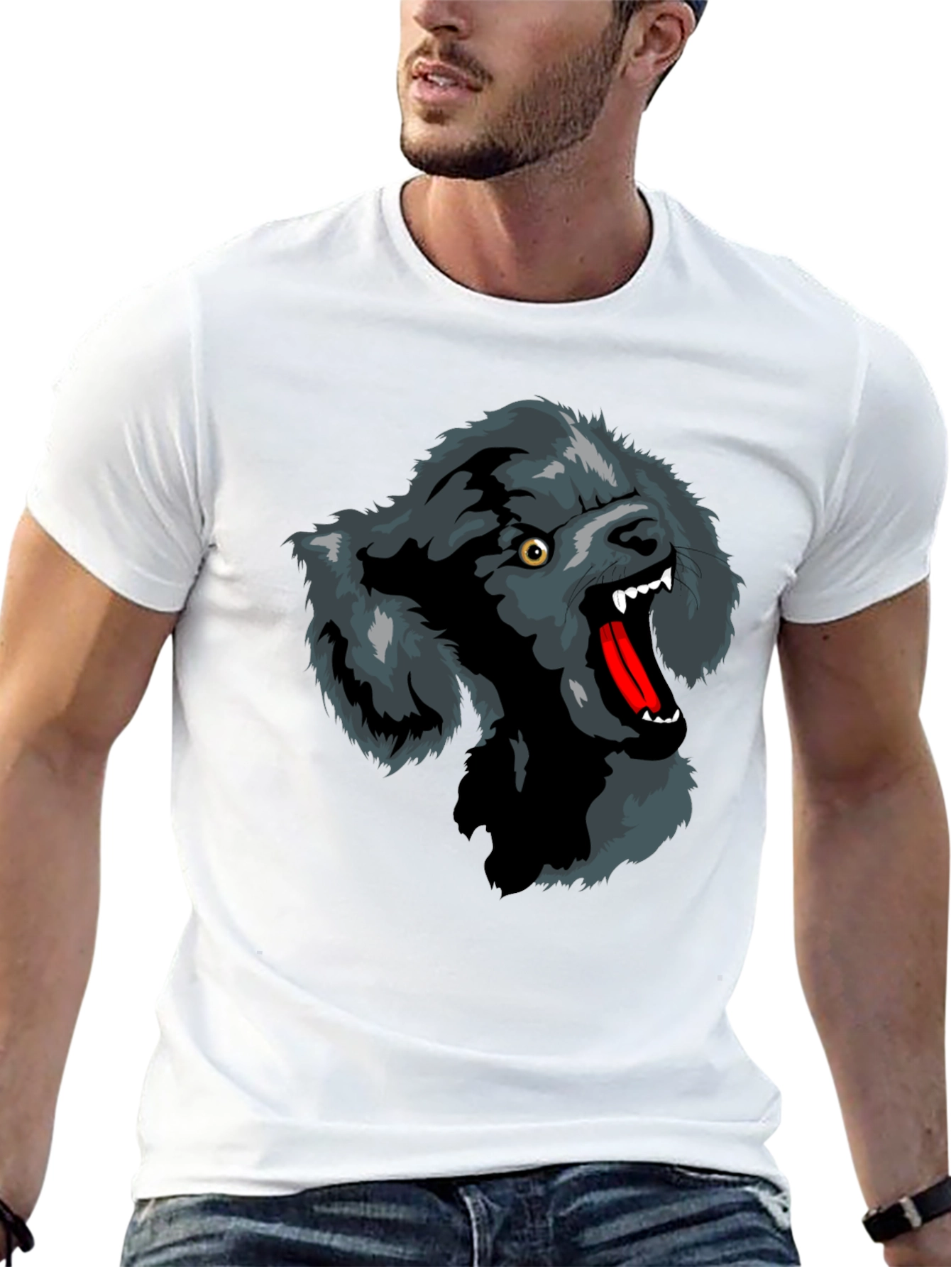 Wolf Graphic Print T-Shirt - Black