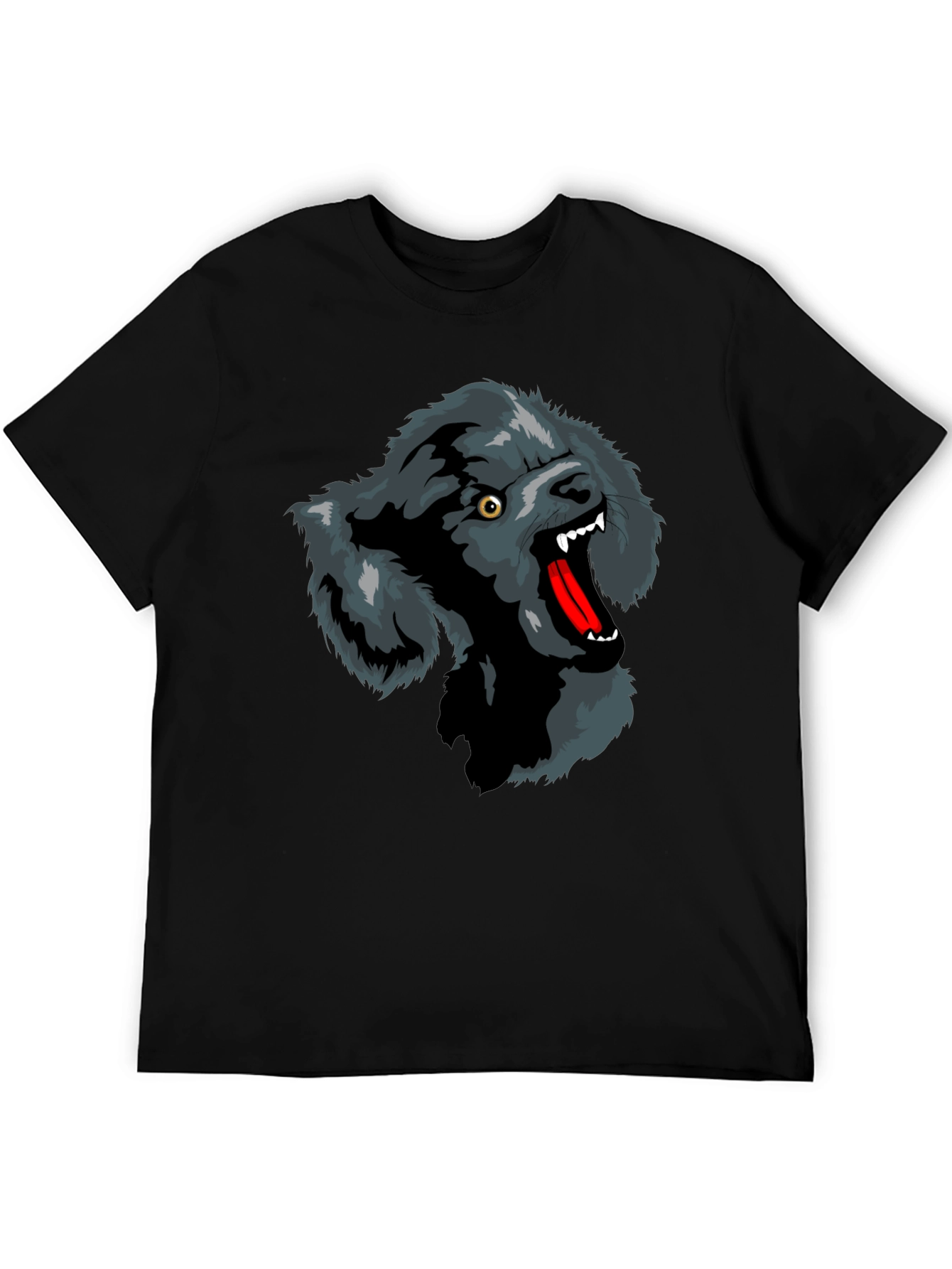 Wolf Graphic Print T-Shirt - Black