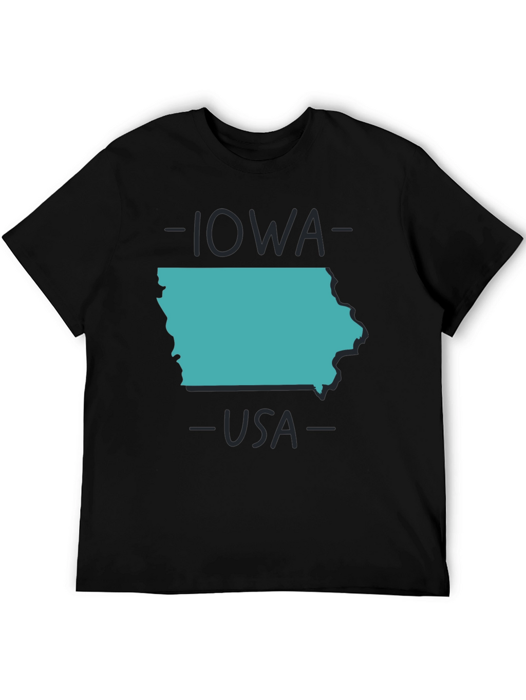Iowa USA State Outline Graphic Tee - Black
