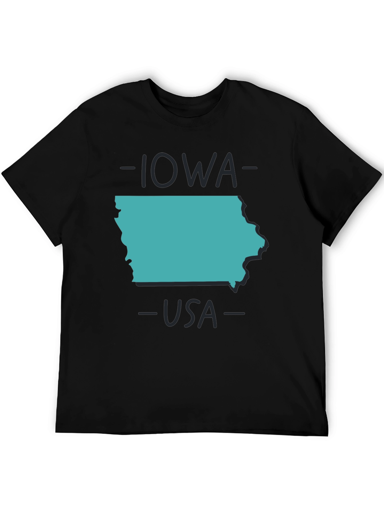 Iowa USA State Outline Graphic Tee - Black