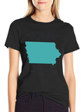 Iowa USA State Outline Graphic Tee - Black