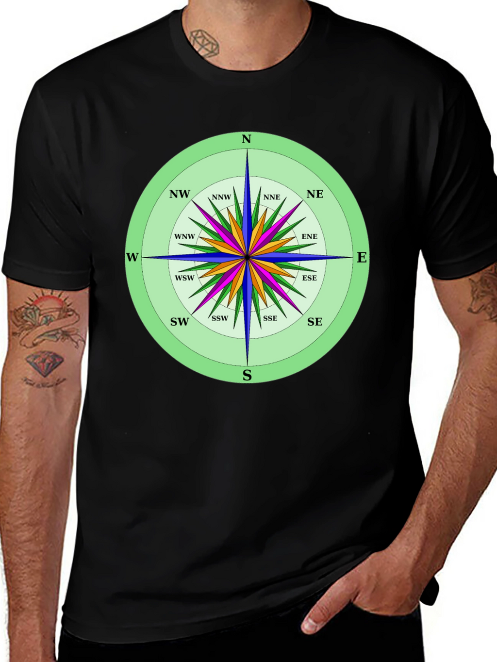 Compass Rose Graphic T-Shirt Navigation Style