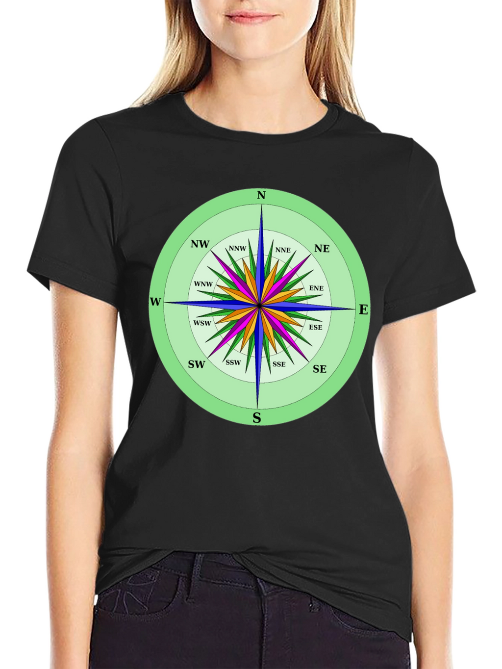 Compass Rose Graphic T-Shirt Navigation Style