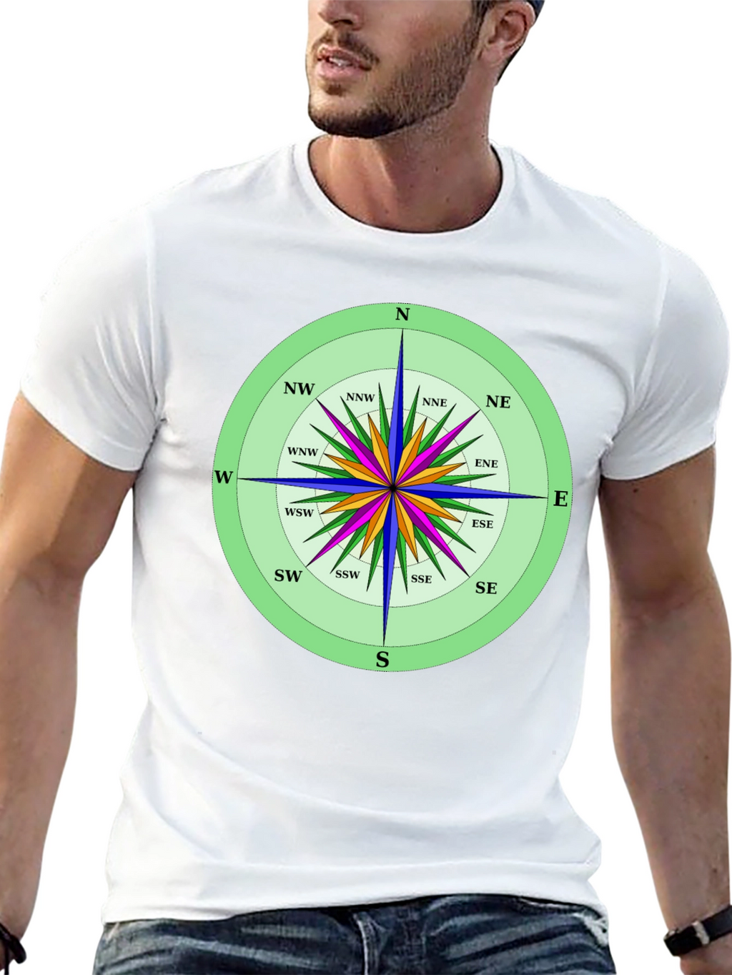 Compass Rose Graphic T-Shirt Navigation Style