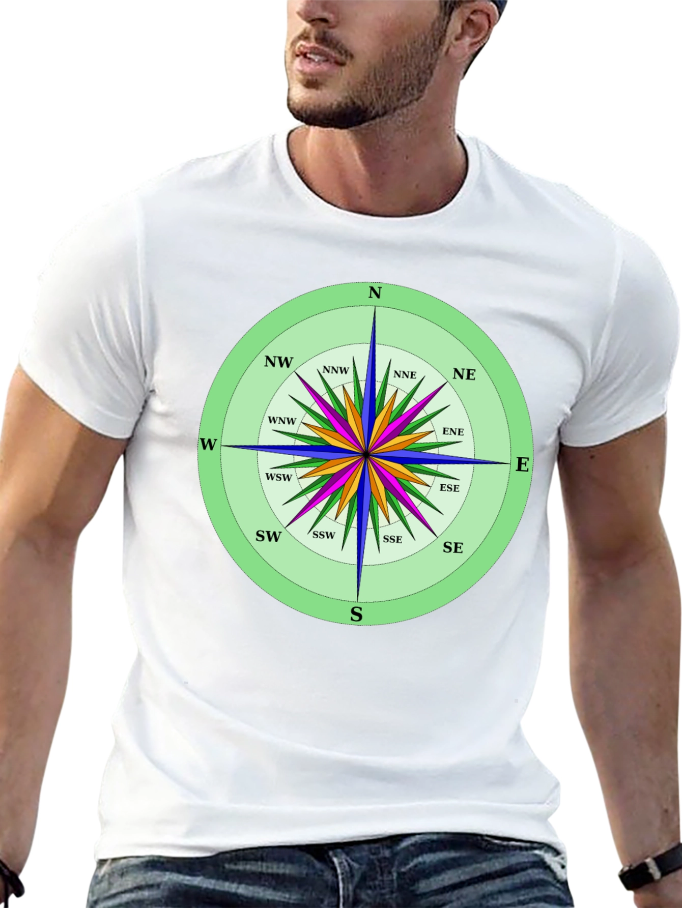 Compass Rose Graphic T-Shirt Navigation Style