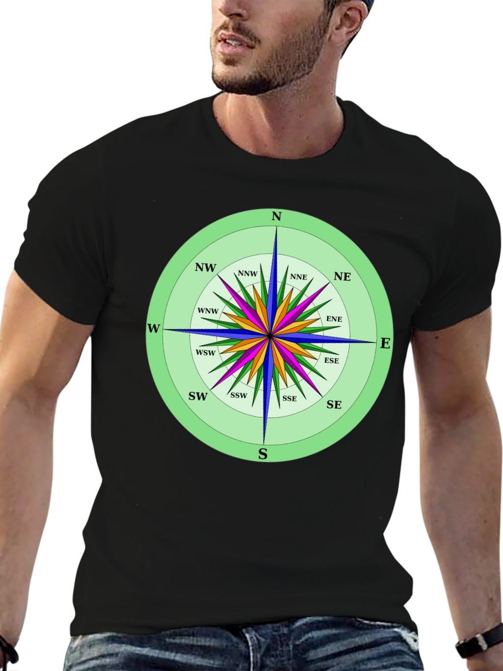 Compass Rose Graphic T-Shirt Navigation Style