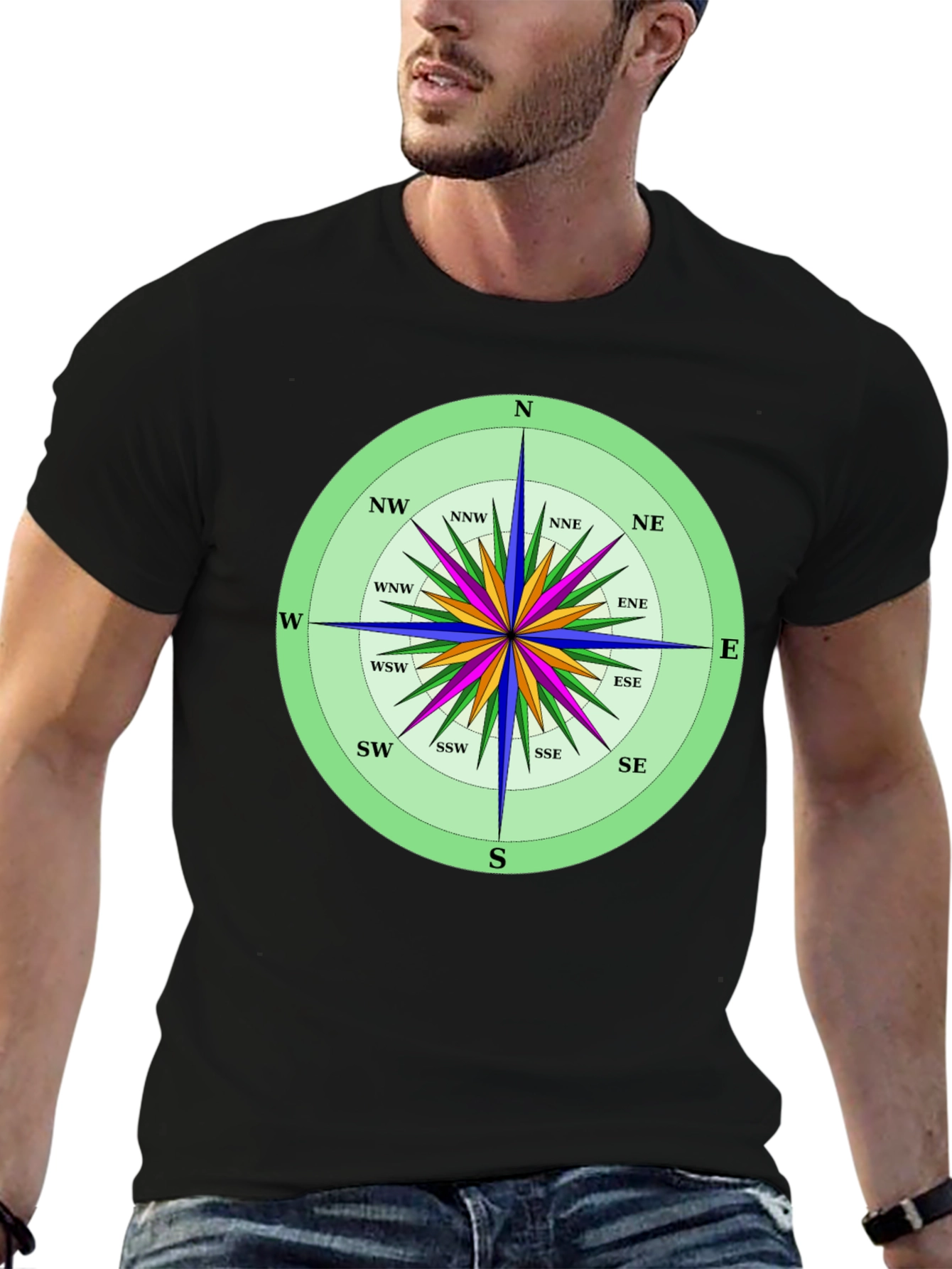 Compass Rose Graphic T-Shirt Navigation Style