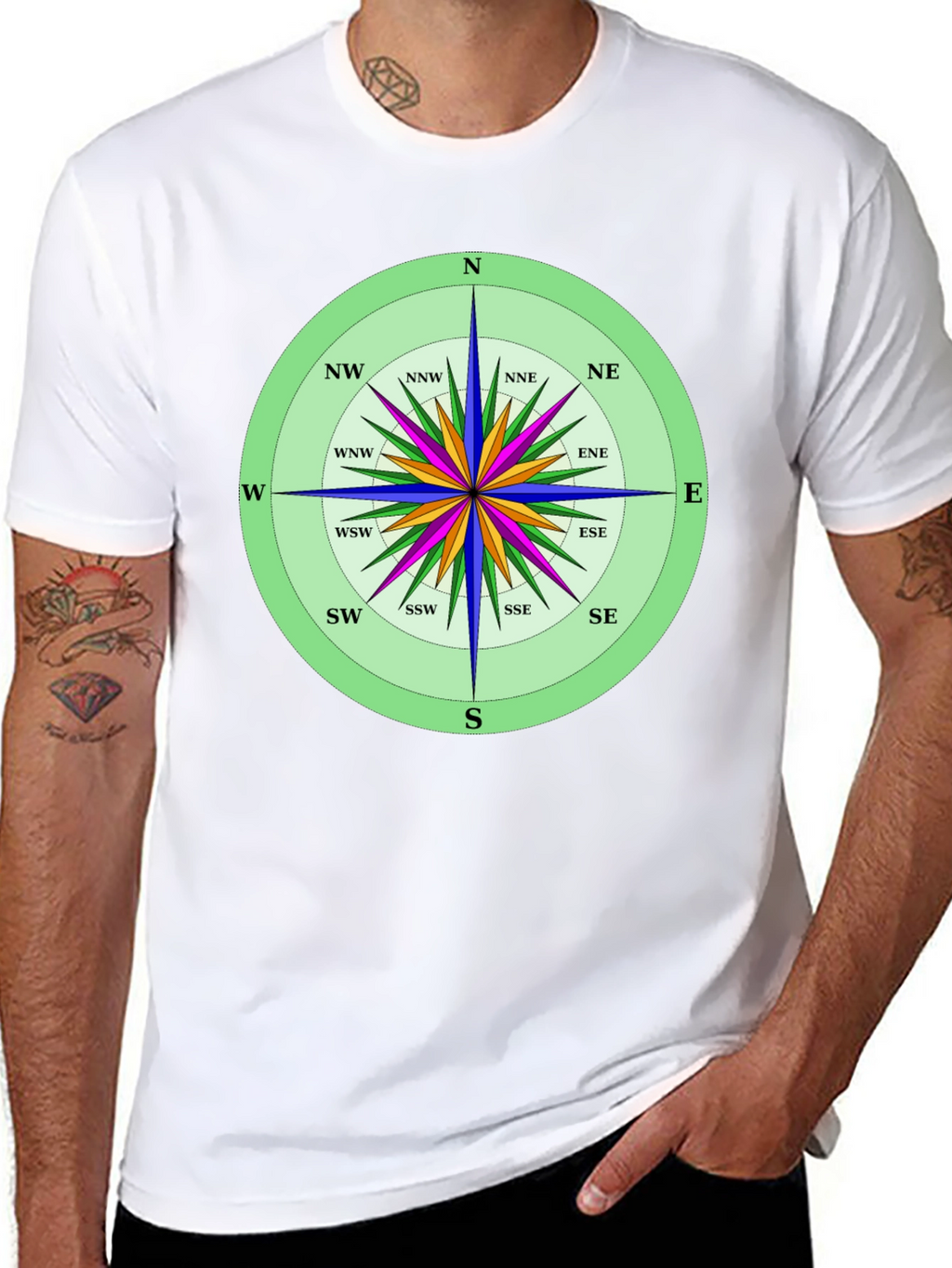 Compass Rose Graphic T-Shirt Navigation Style