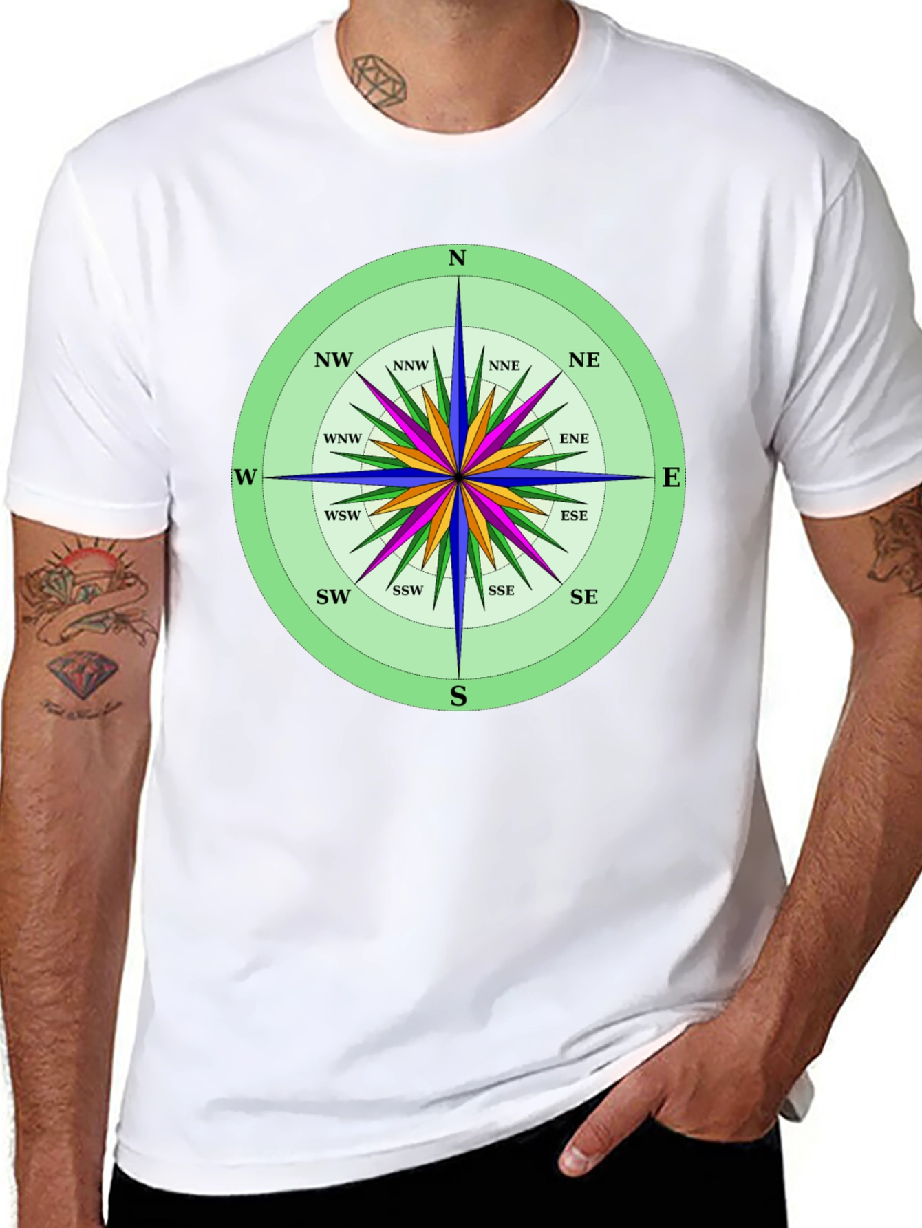 Compass Rose Graphic T-Shirt Navigation Style