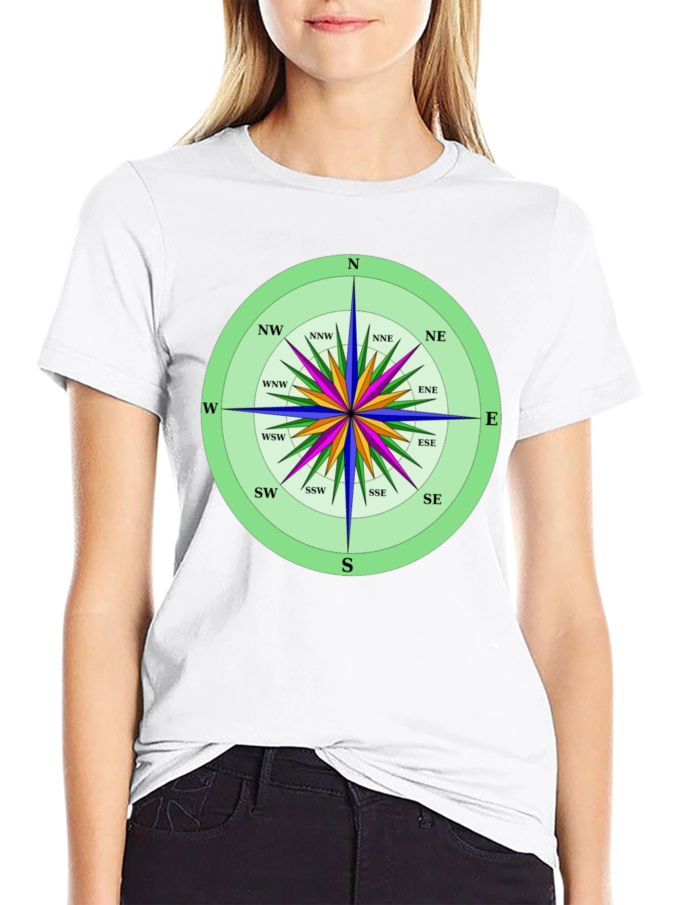 Compass Rose Graphic T-Shirt Navigation Style