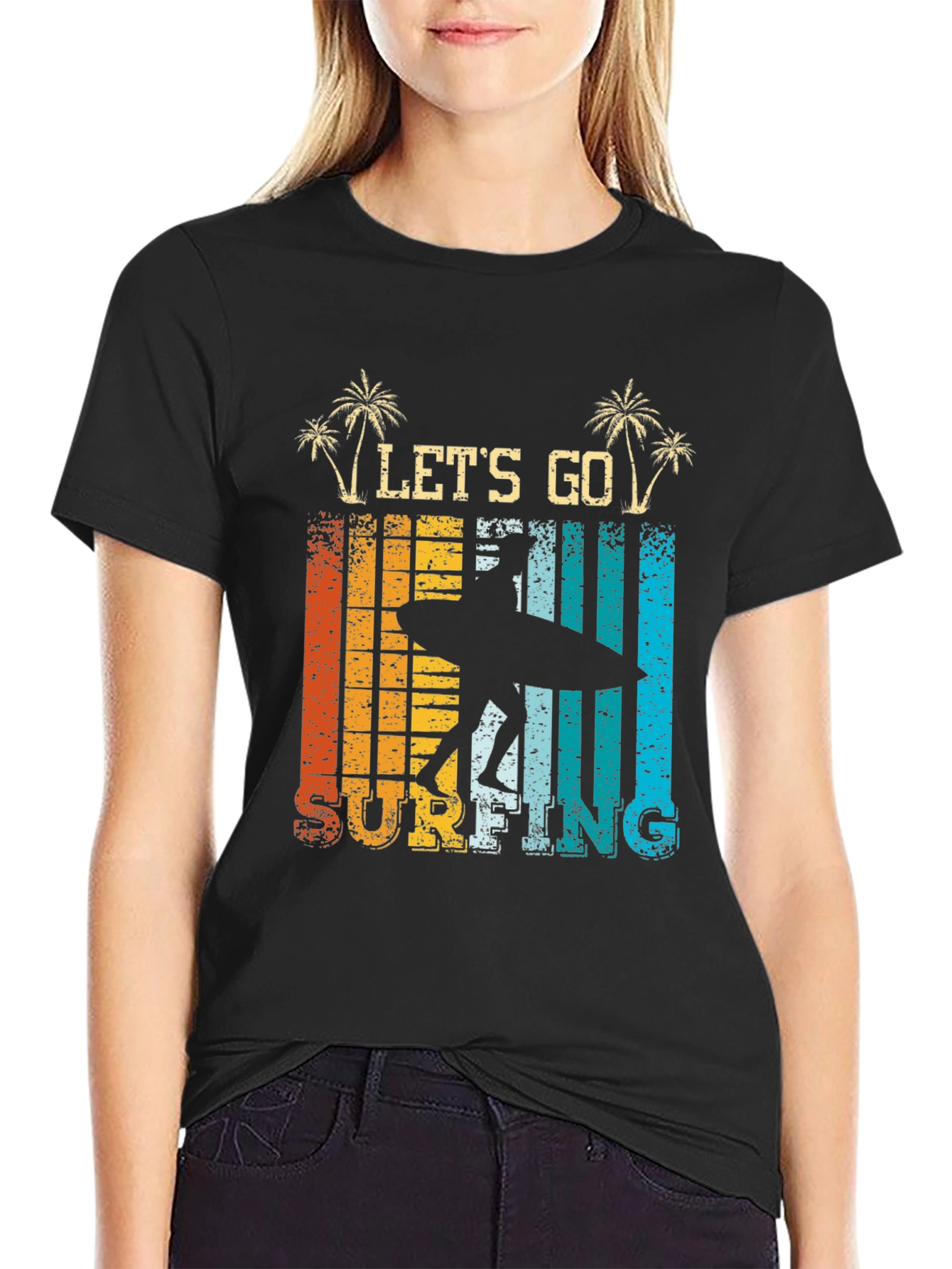 Lets Go Surfing T-Shirt - Vintage Style