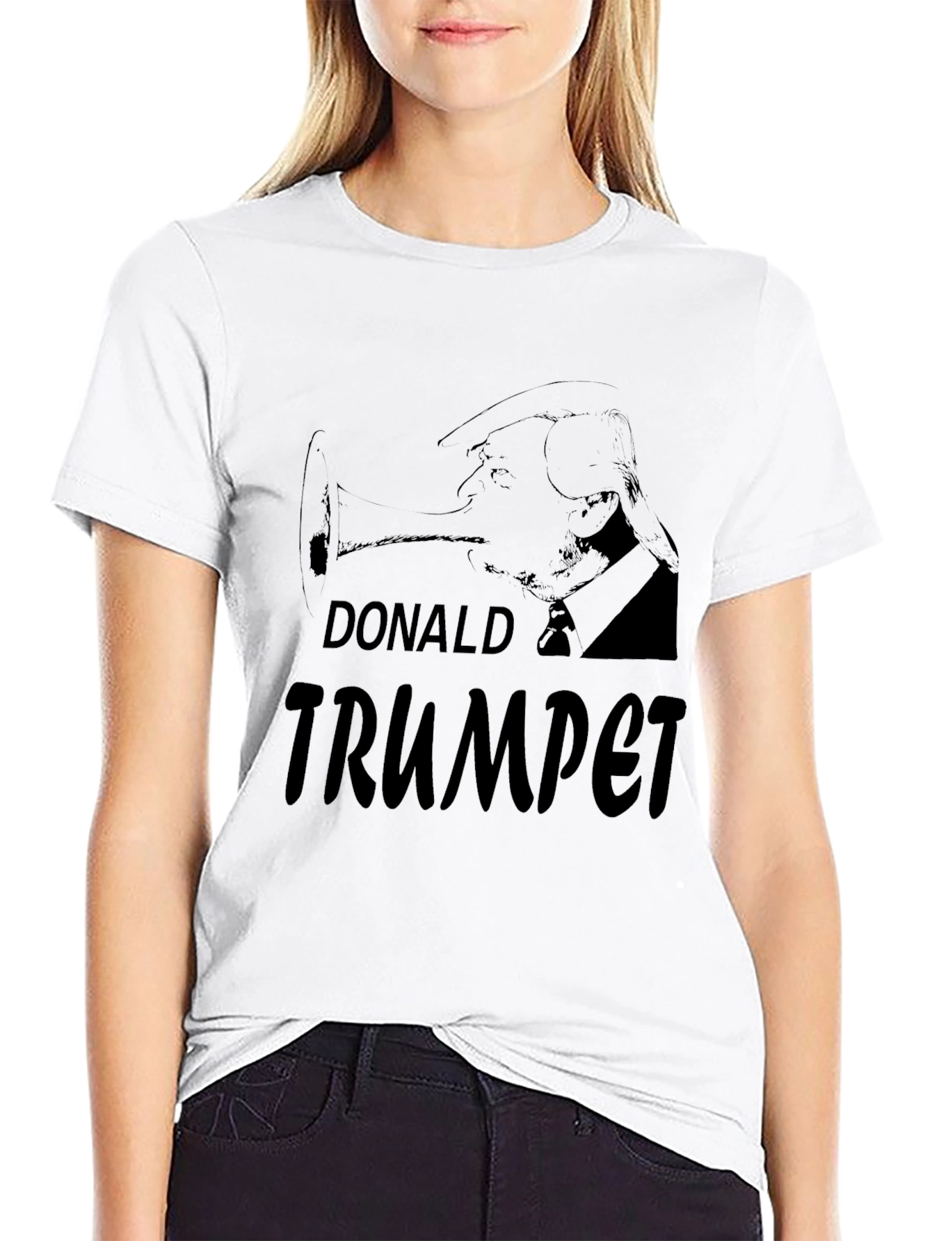 Donald Trumpet Graphic Tee - Black Cotton