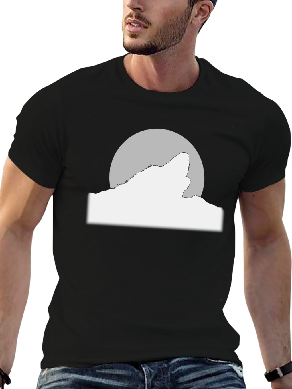 Wolf Moon Graphic Tee - Black Cotton Blend