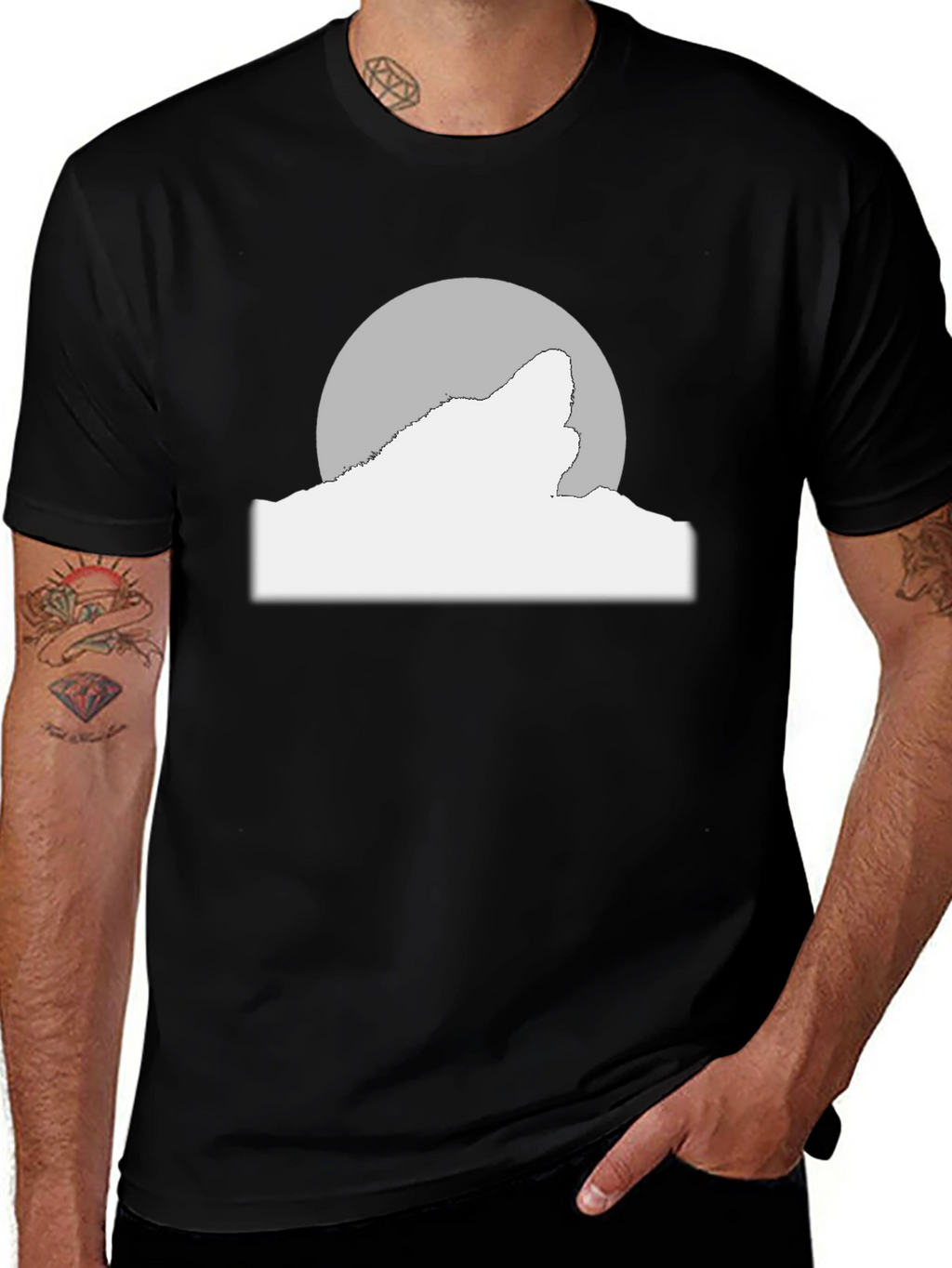 Wolf Moon Graphic Tee - Black Cotton Blend