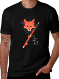 Fox and Flute Graphic Tee - Unique Design
