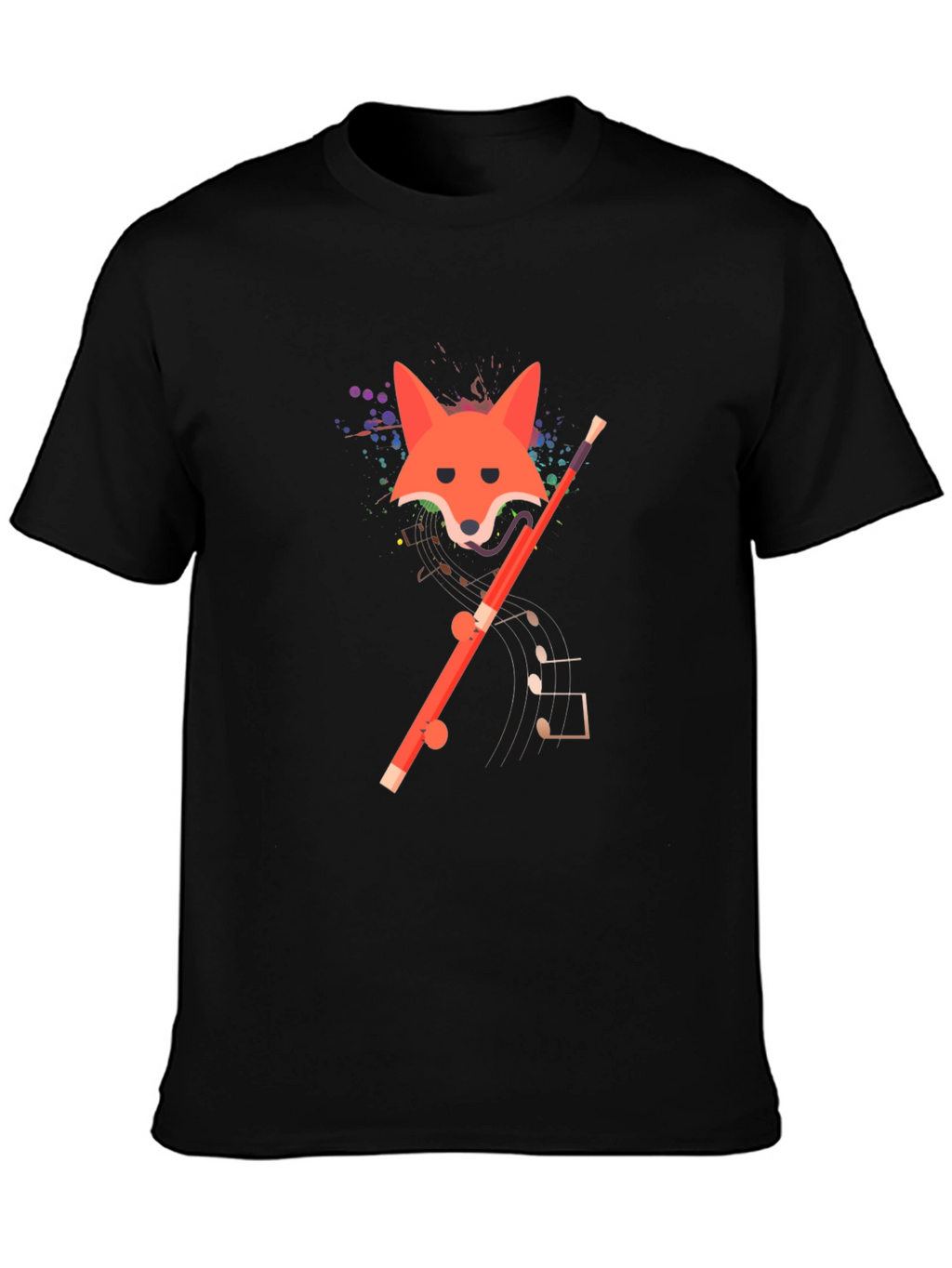Fox and Flute Graphic Tee - Unique Design