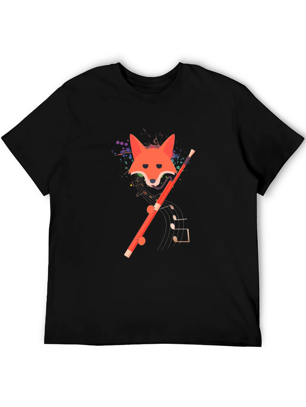 Fox and Flute Graphic Tee - Unique Design