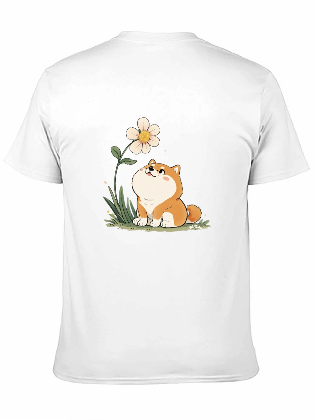 Cute Shiba Inu Flower T-Shirt - Black