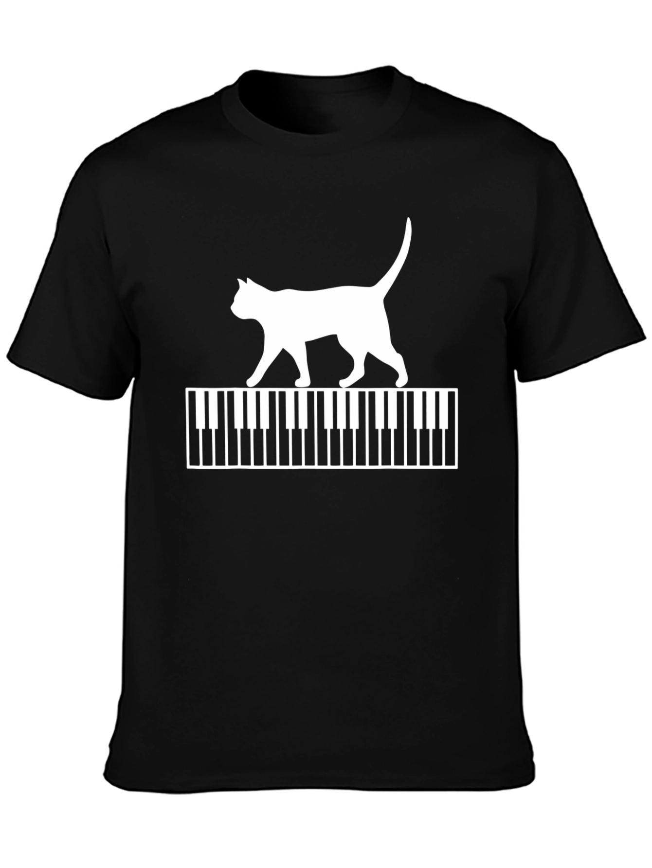 Cat Walking on Piano Keys Graphic T-Shirt
