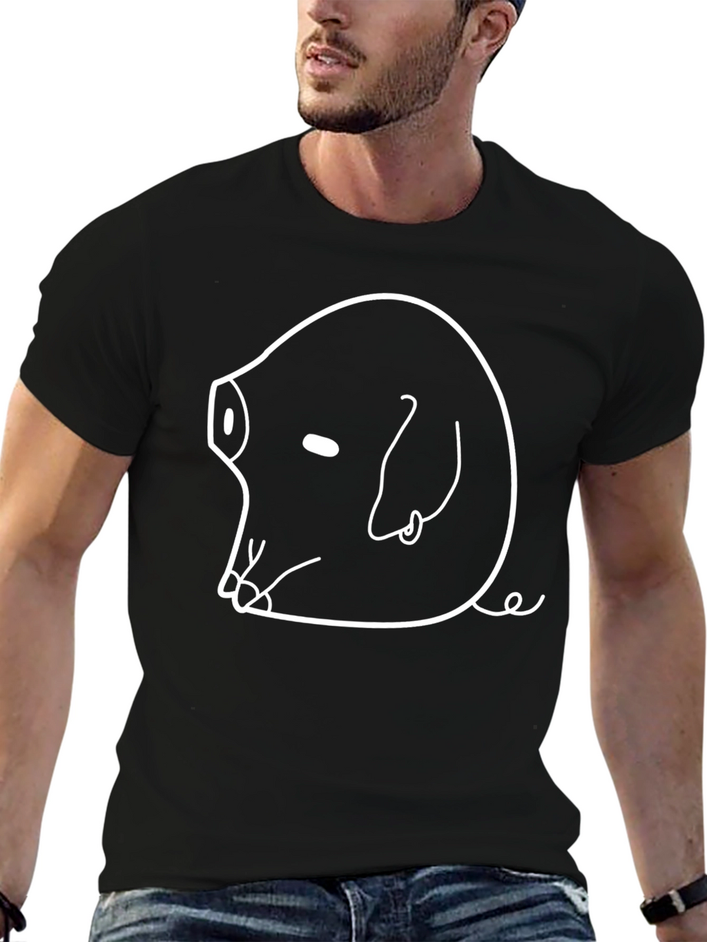 Funny Pig Graphic T-Shirt - Quirky Line Art