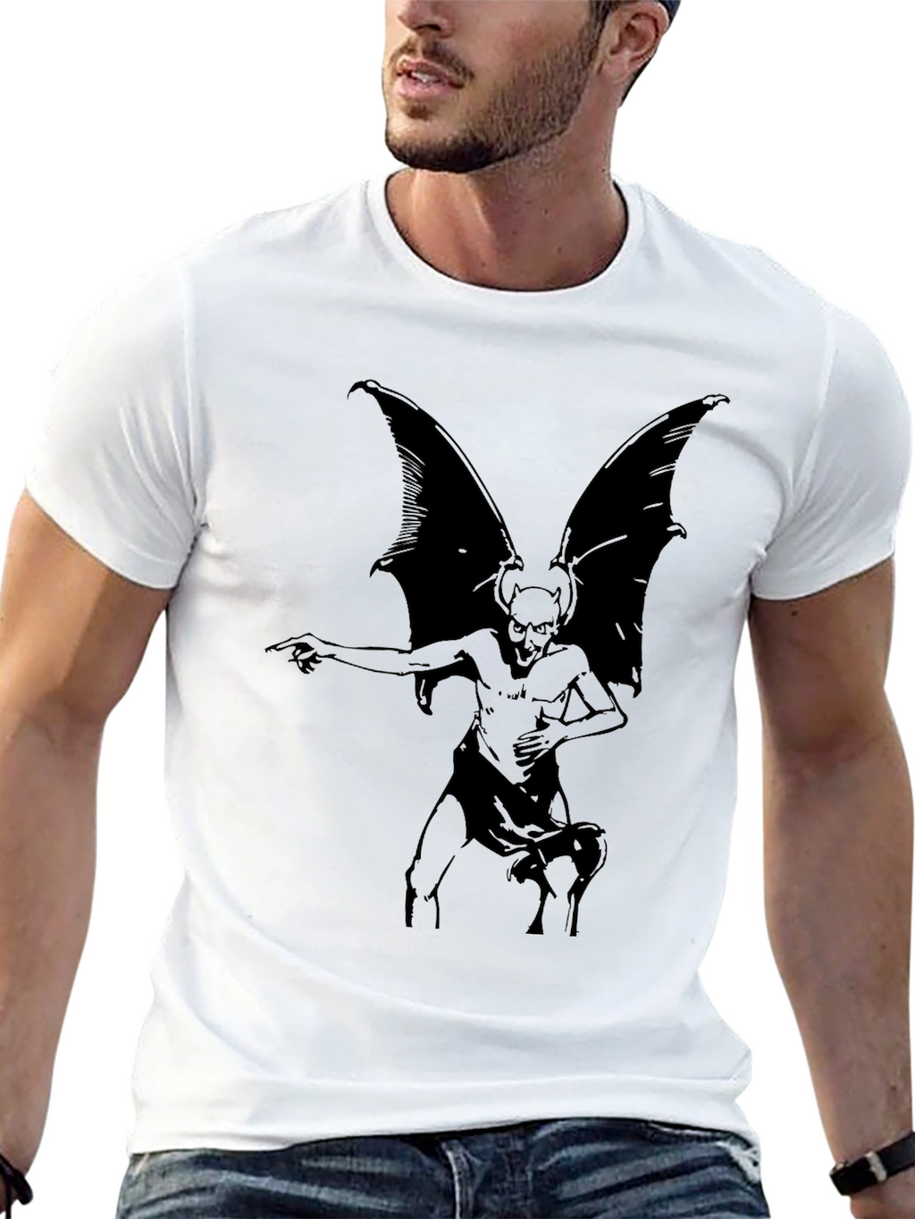 Gothic Gargoyle Graphic T-Shirt - Black