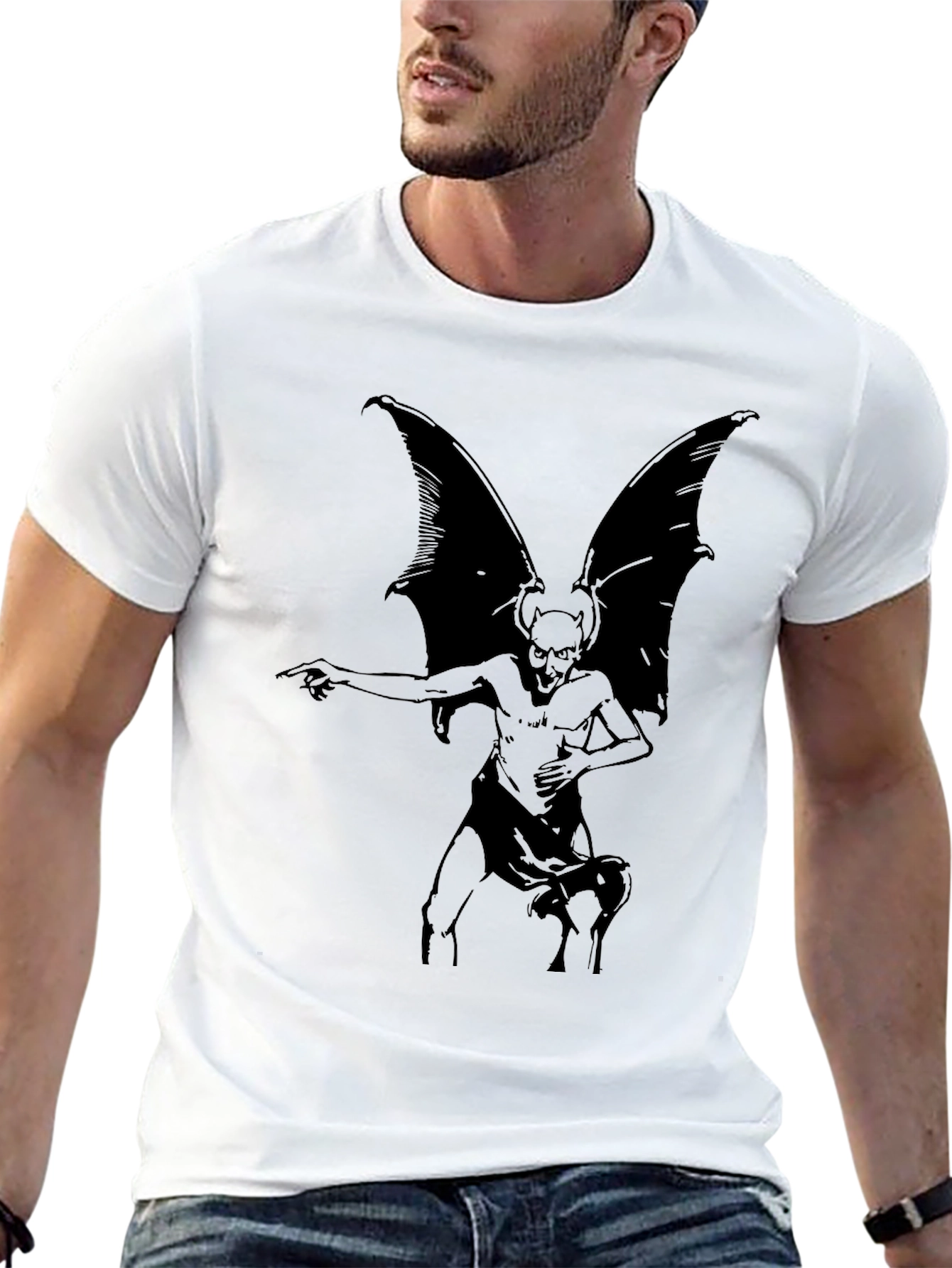 Gothic Gargoyle Graphic T-Shirt - Black