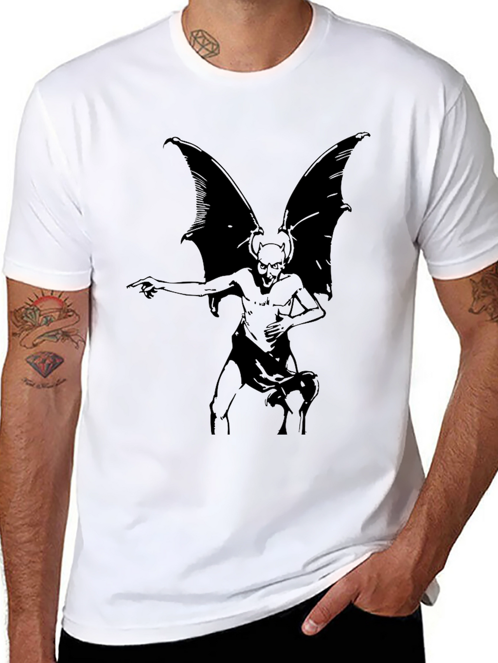 Gothic Gargoyle Graphic T-Shirt - Black