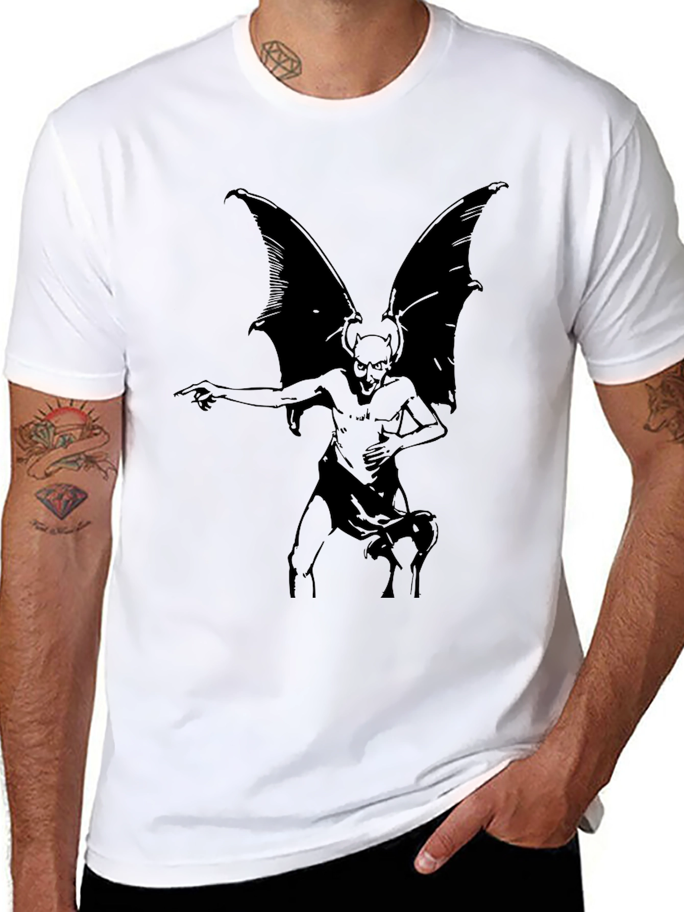 Gothic Gargoyle Graphic T-Shirt - Black