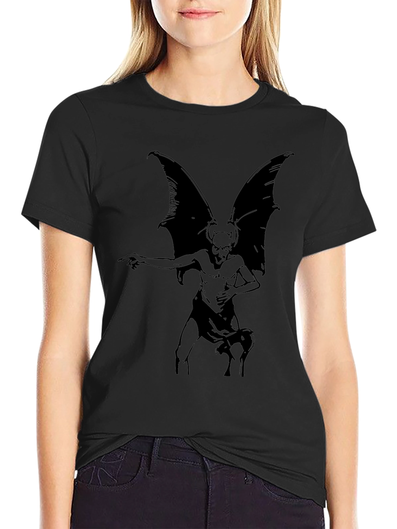 Gothic Gargoyle Graphic T-Shirt - Black