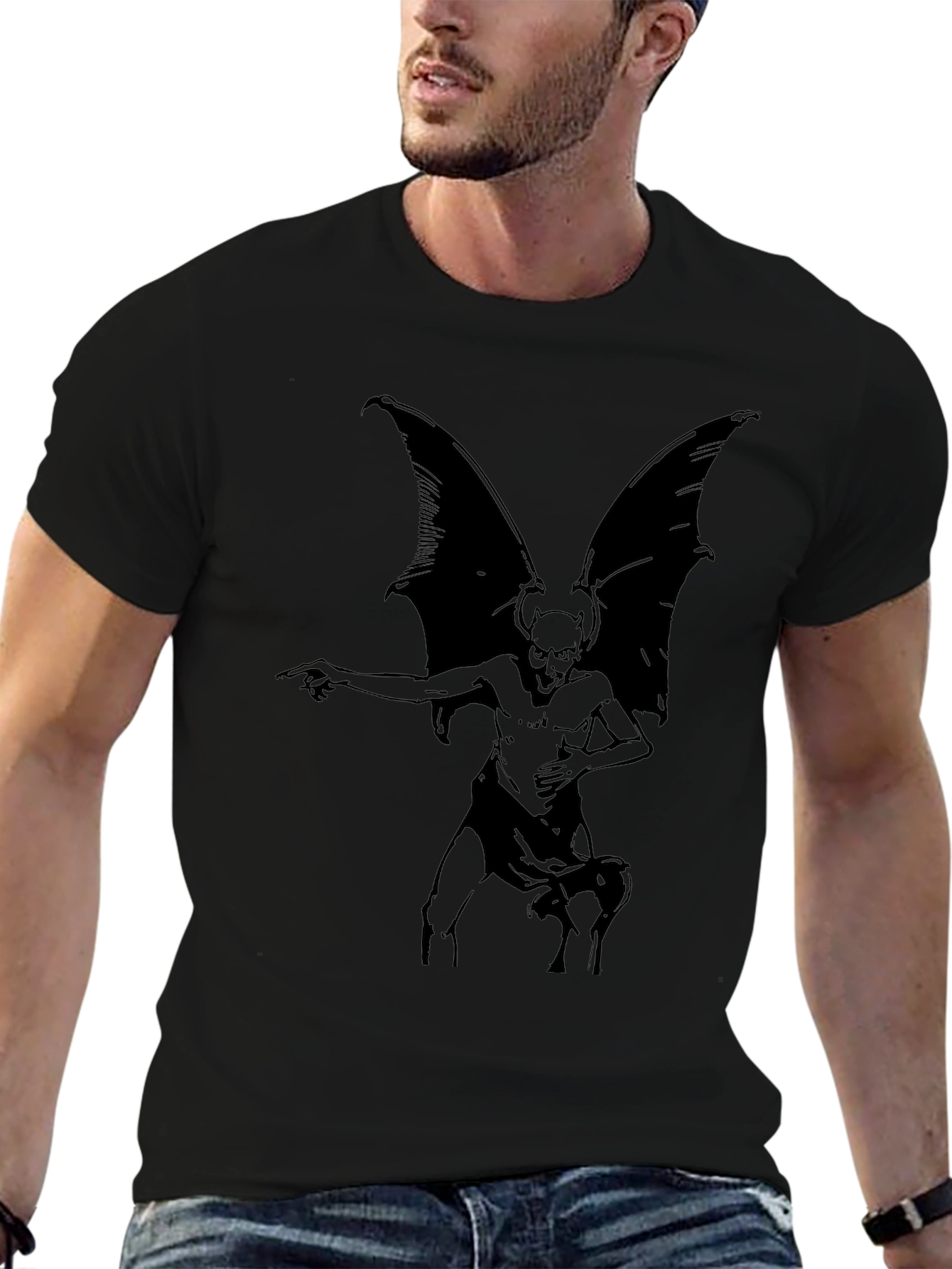 Gothic Gargoyle Graphic T-Shirt - Black