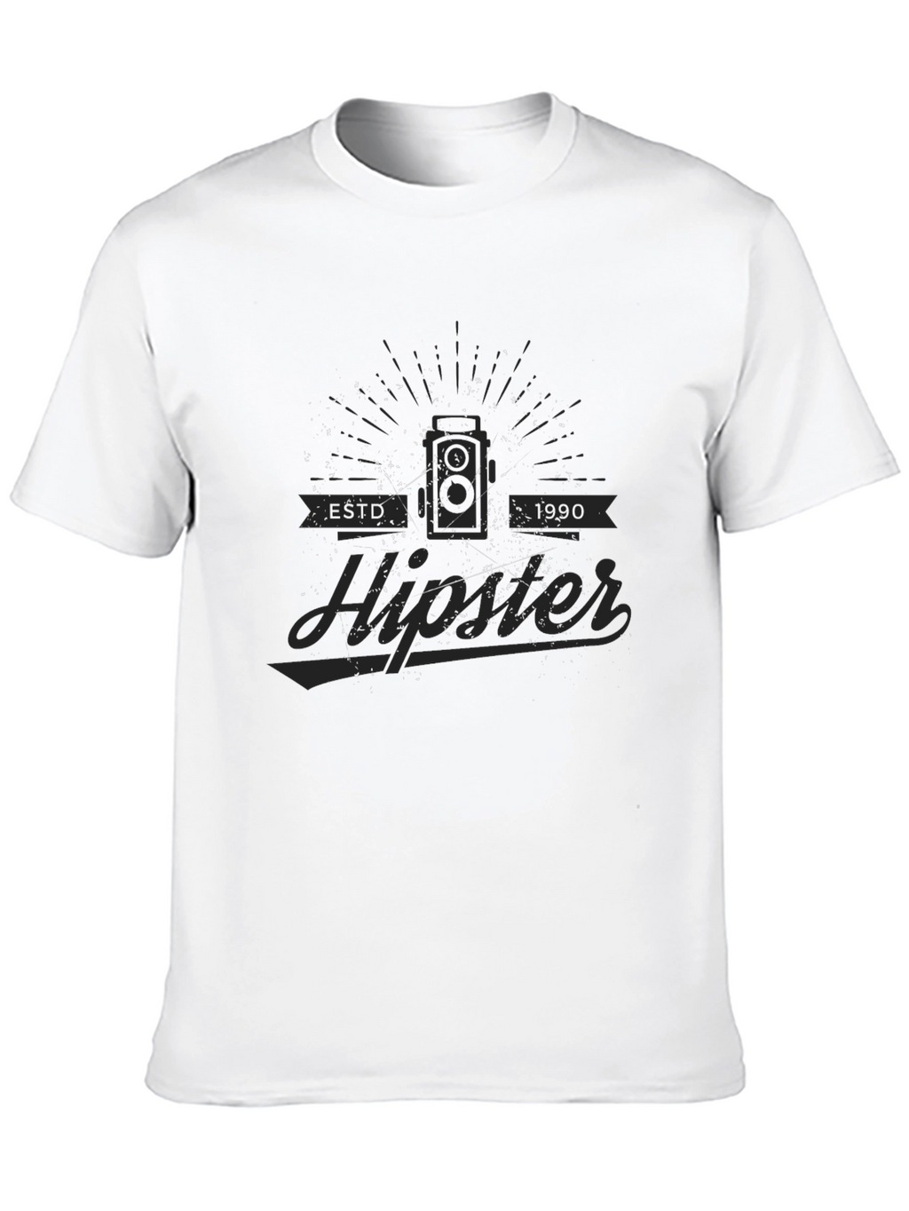 Est. 1990 Hipster Graphic Tee - Modern Black T-Shirt