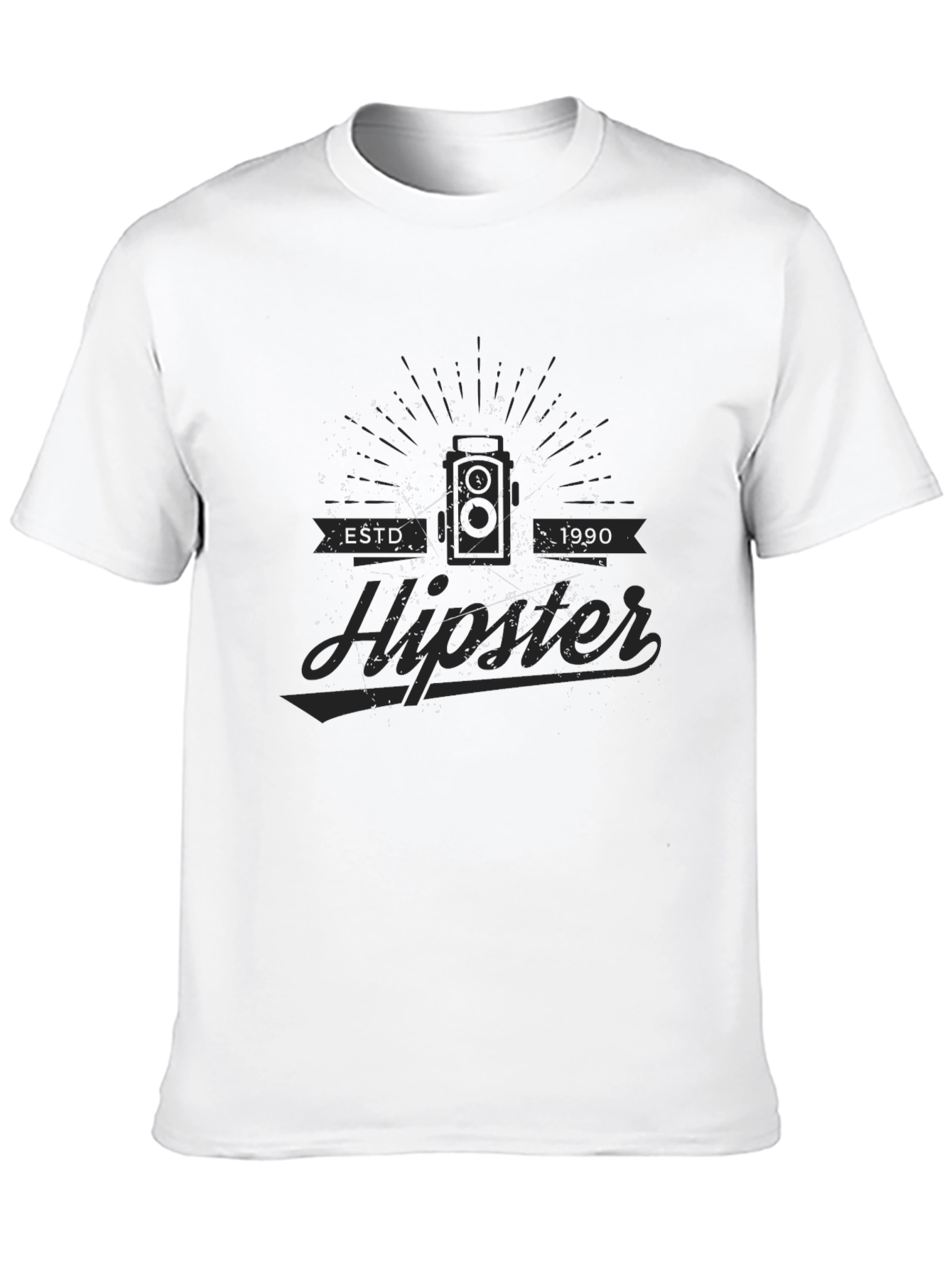 Est. 1990 Hipster Graphic Tee - Modern Black T-Shirt