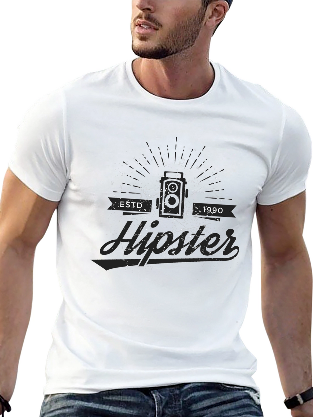 Est. 1990 Hipster Graphic Tee - Modern Black T-Shirt
