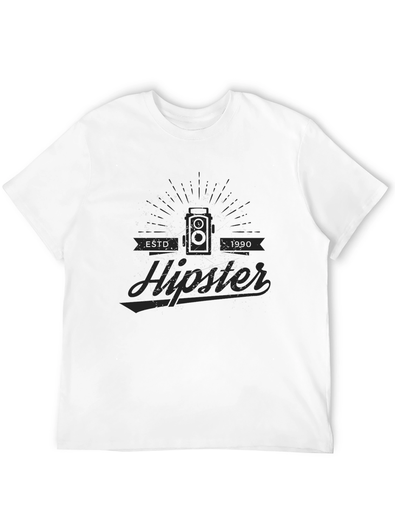 Est. 1990 Hipster Graphic Tee - Modern Black T-Shirt