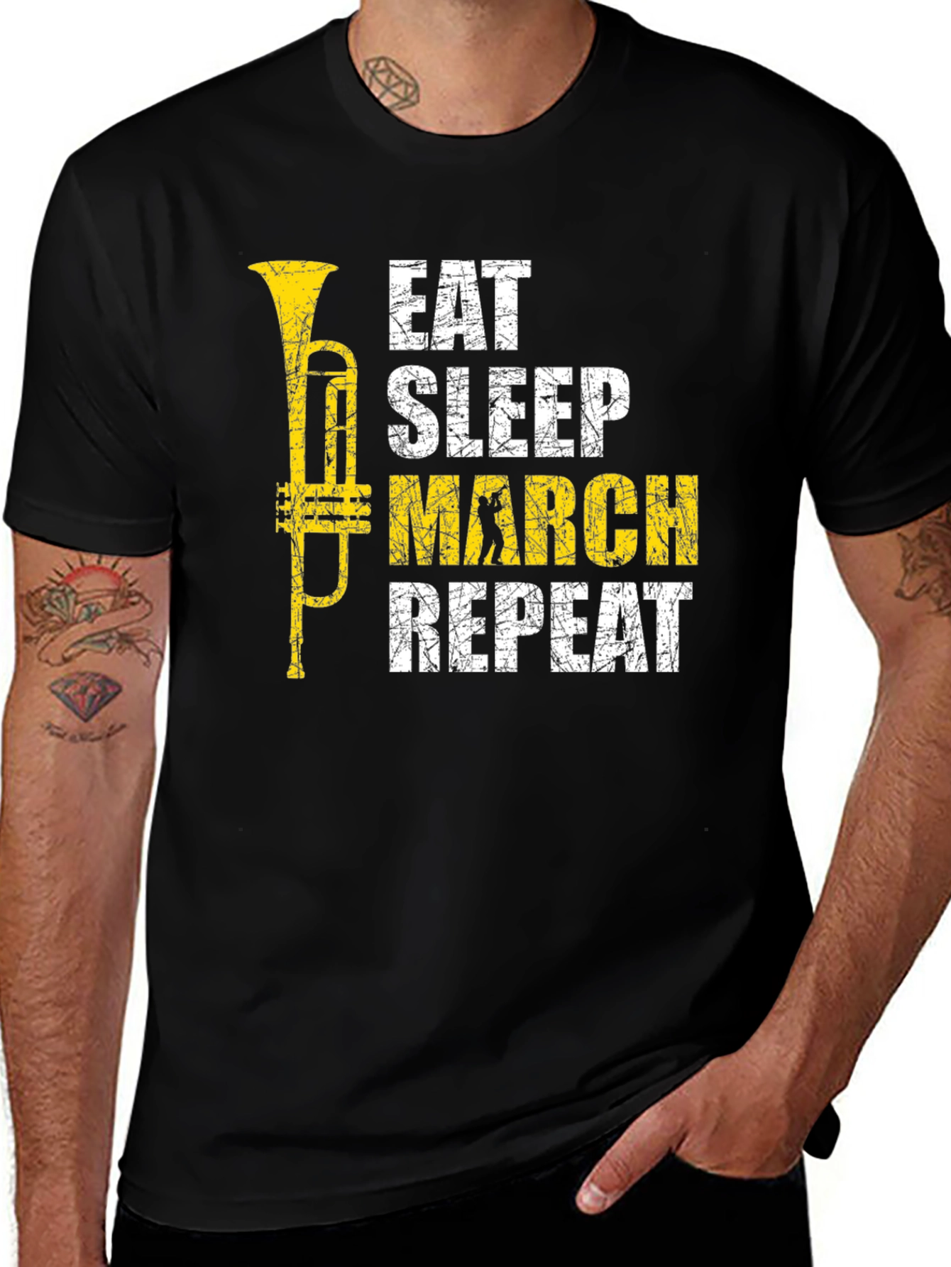 Eat Sleep March Repeat Black T-Shirt