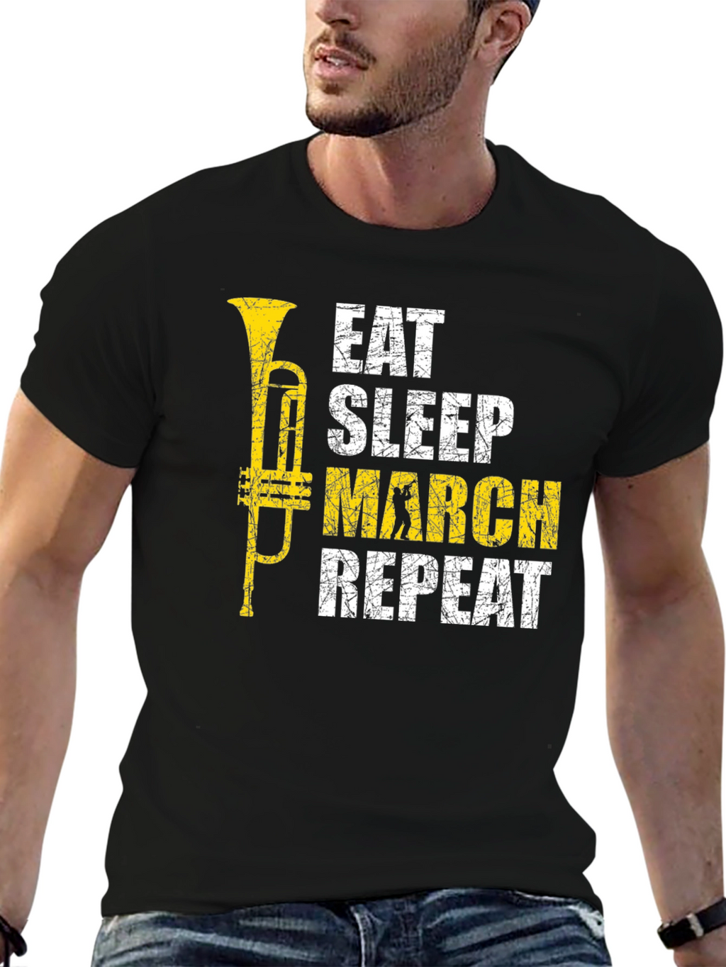 Eat Sleep March Repeat Black T-Shirt
