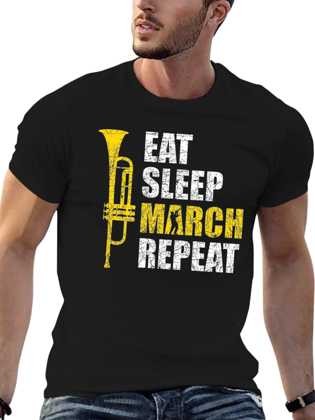 Eat Sleep March Repeat Black T-Shirt