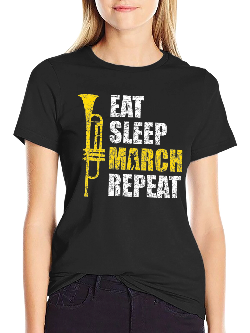 Eat Sleep March Repeat Black T-Shirt