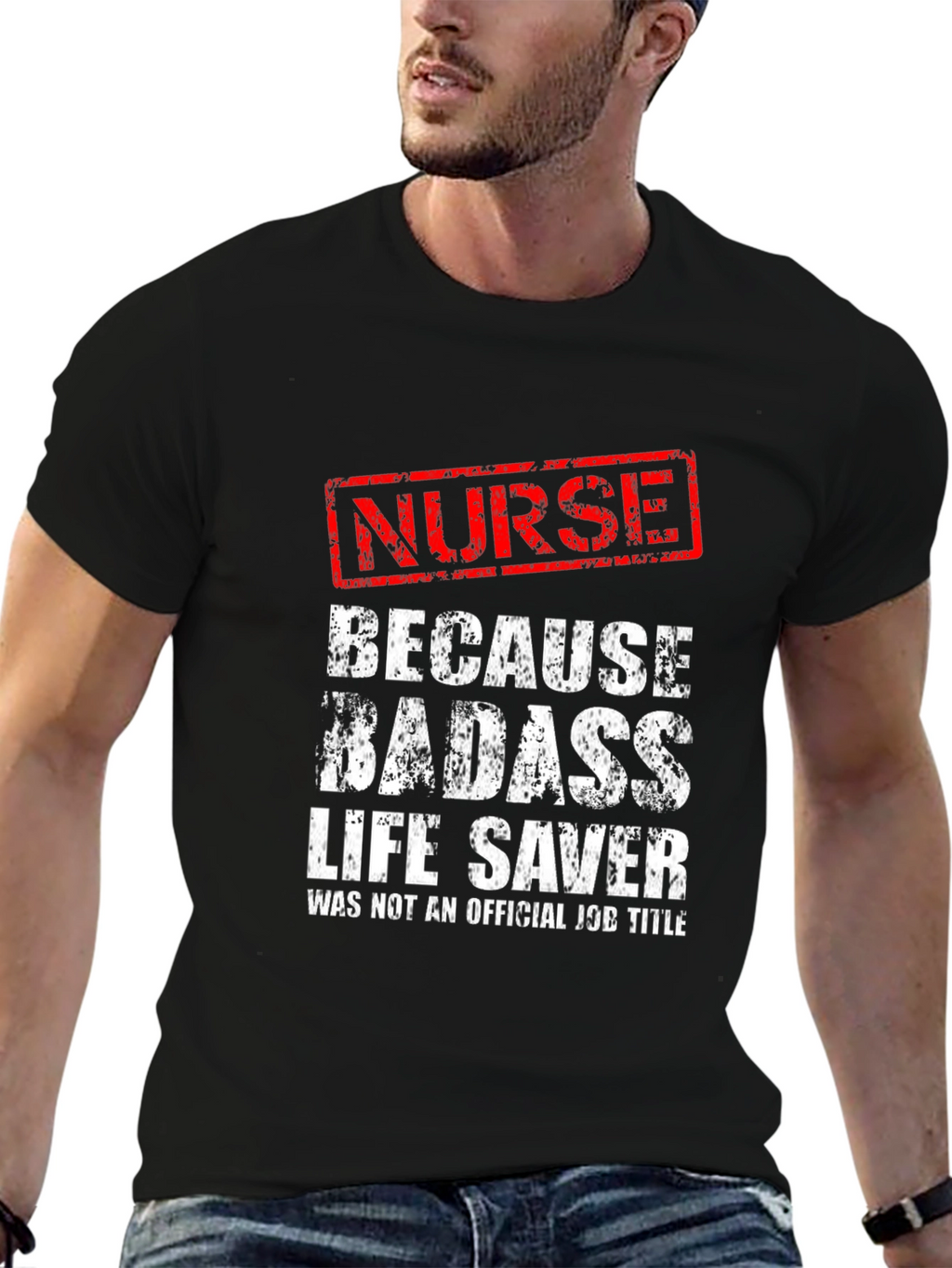 Nurse Badass Life Saver Black Graphic Tee