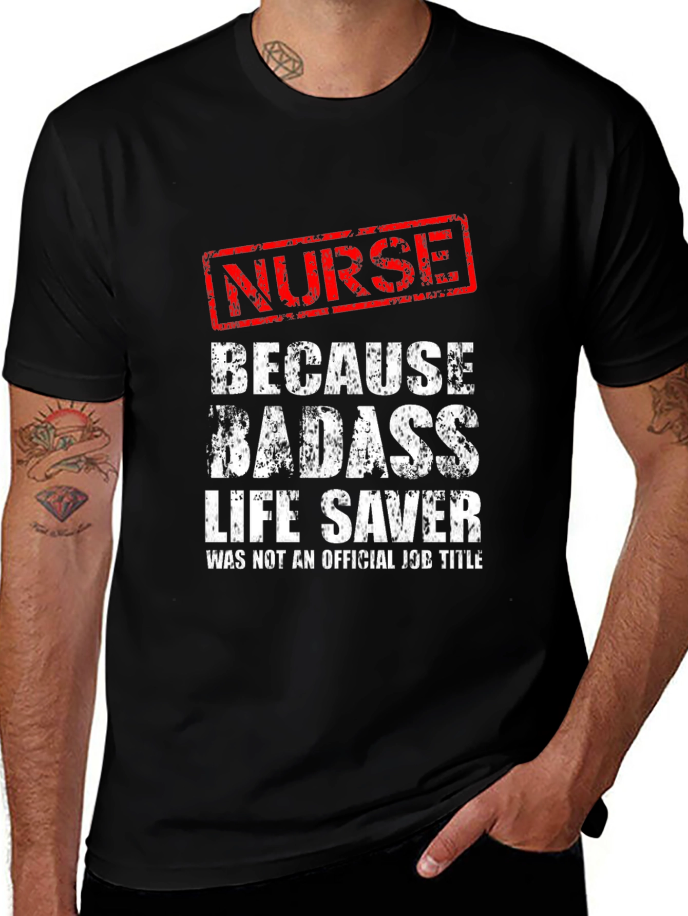 Nurse Badass Life Saver Black Graphic Tee