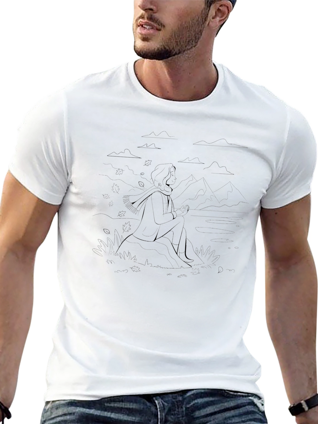 Minimalist Line Art Tee - Contemplative Design