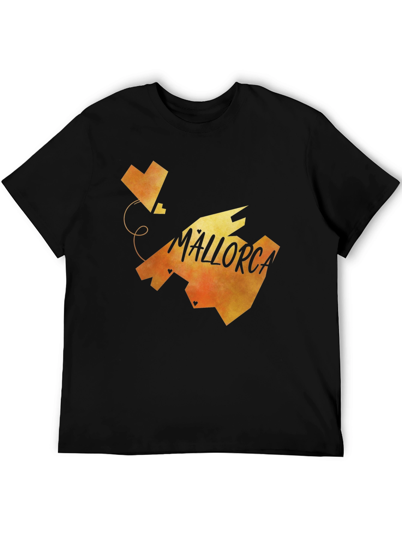 Mallorca Island Heart Graphic T-Shirt - Black Cotton Tee
