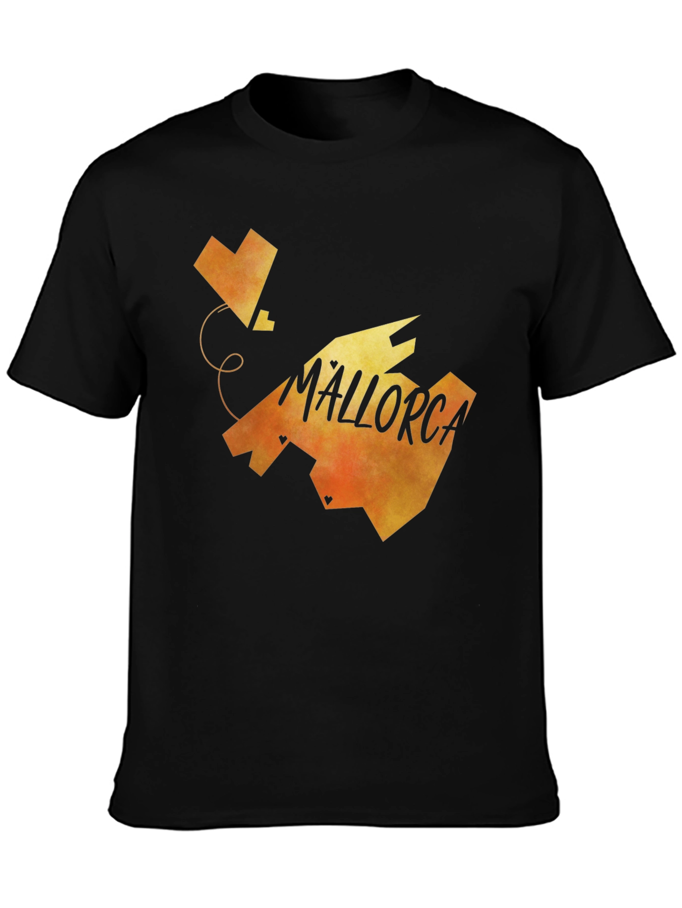 Mallorca Island Heart Graphic T-Shirt - Black Cotton Tee
