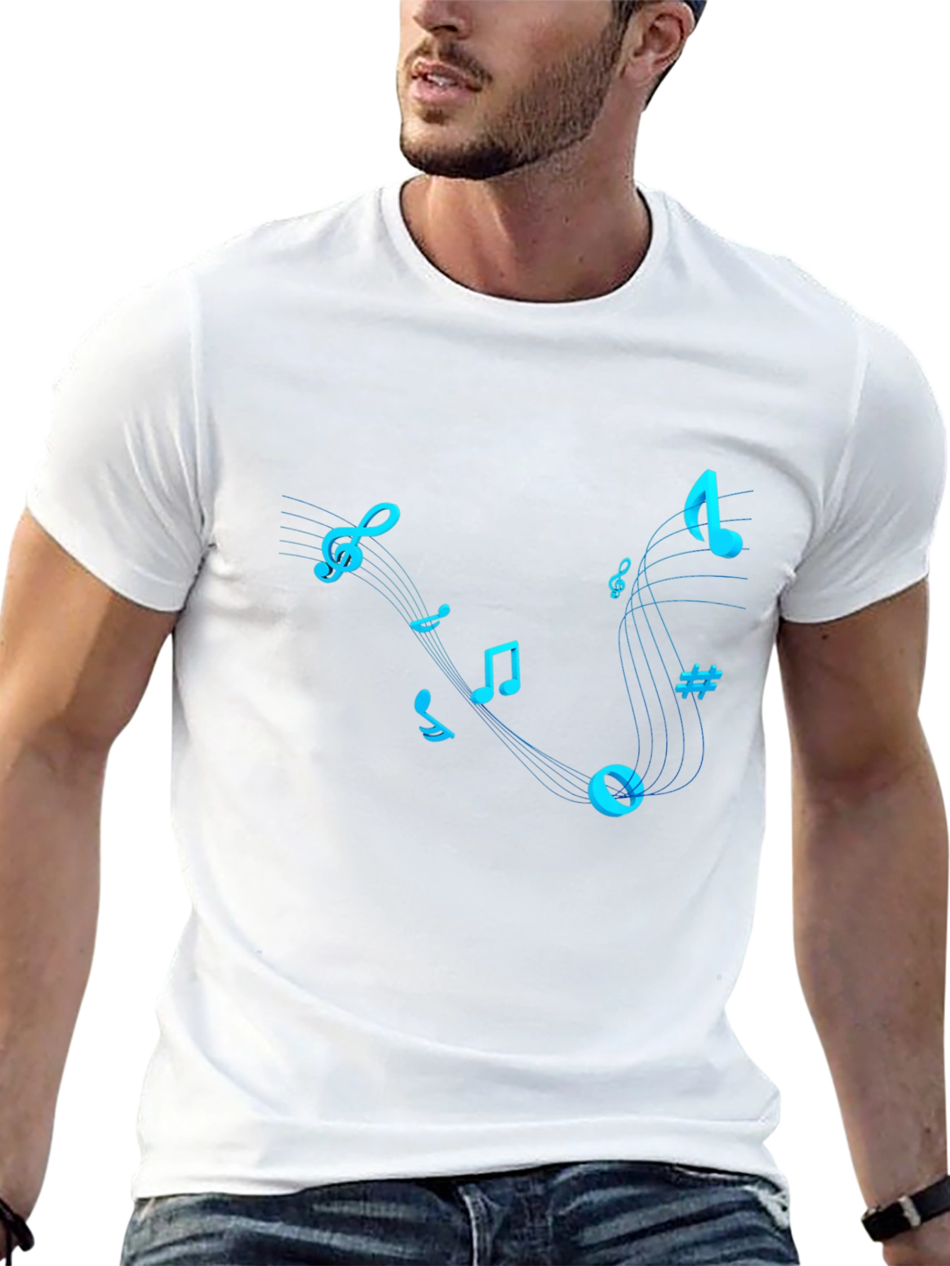 Musical Notes Graphic T-Shirt - Trendy Black Tee