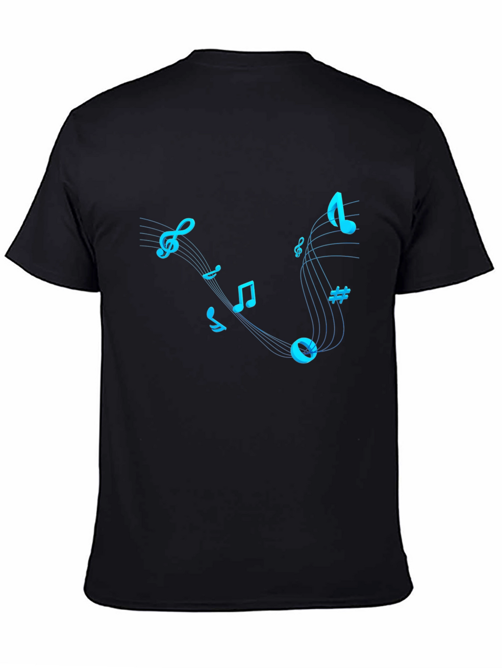 Musical Notes Graphic T-Shirt - Trendy Black Tee