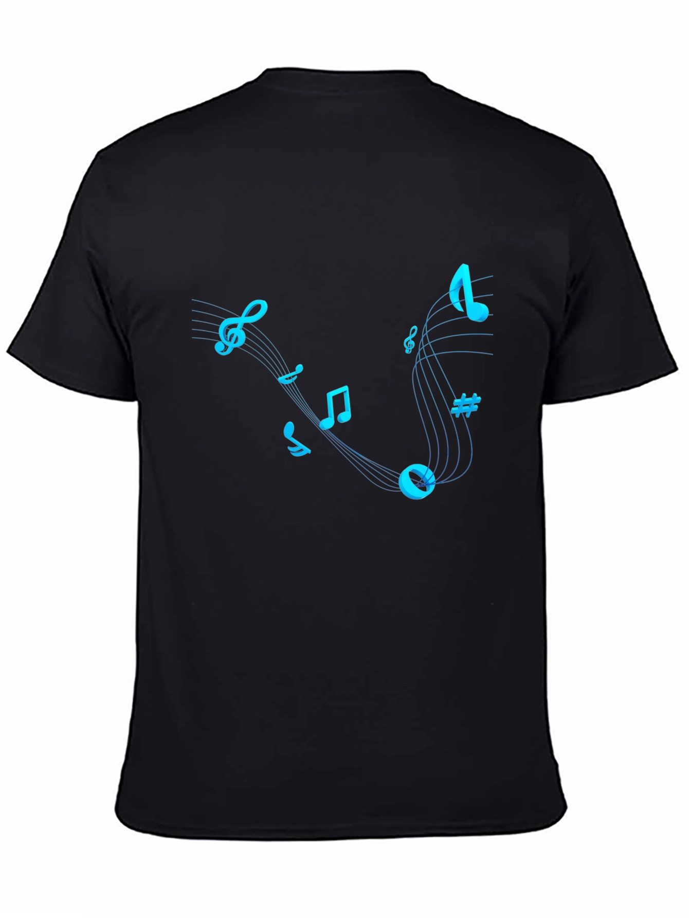 Musical Notes Graphic T-Shirt - Trendy Black Tee