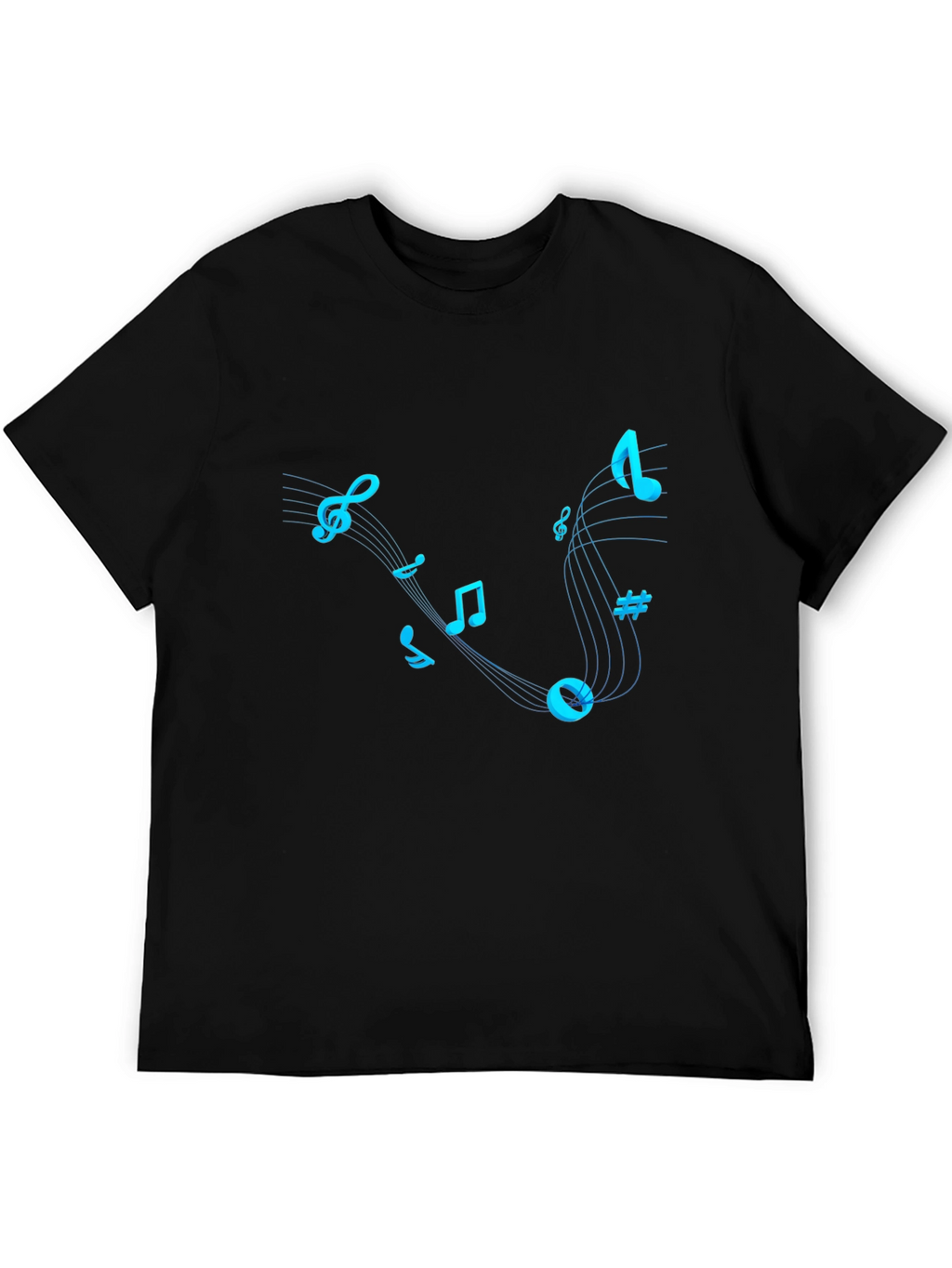 Musical Notes Graphic T-Shirt - Trendy Black Tee