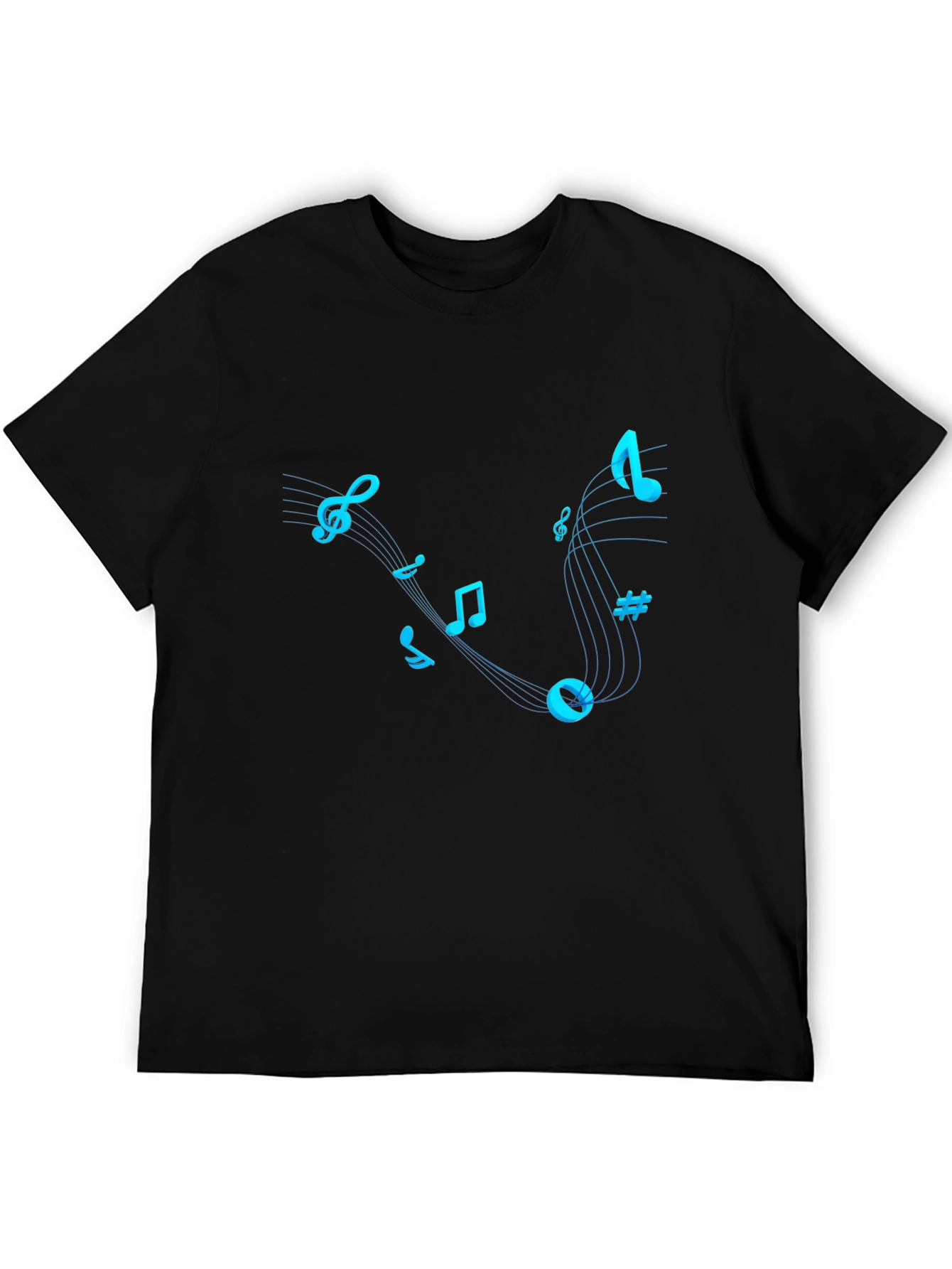 Musical Notes Graphic T-Shirt - Trendy Black Tee