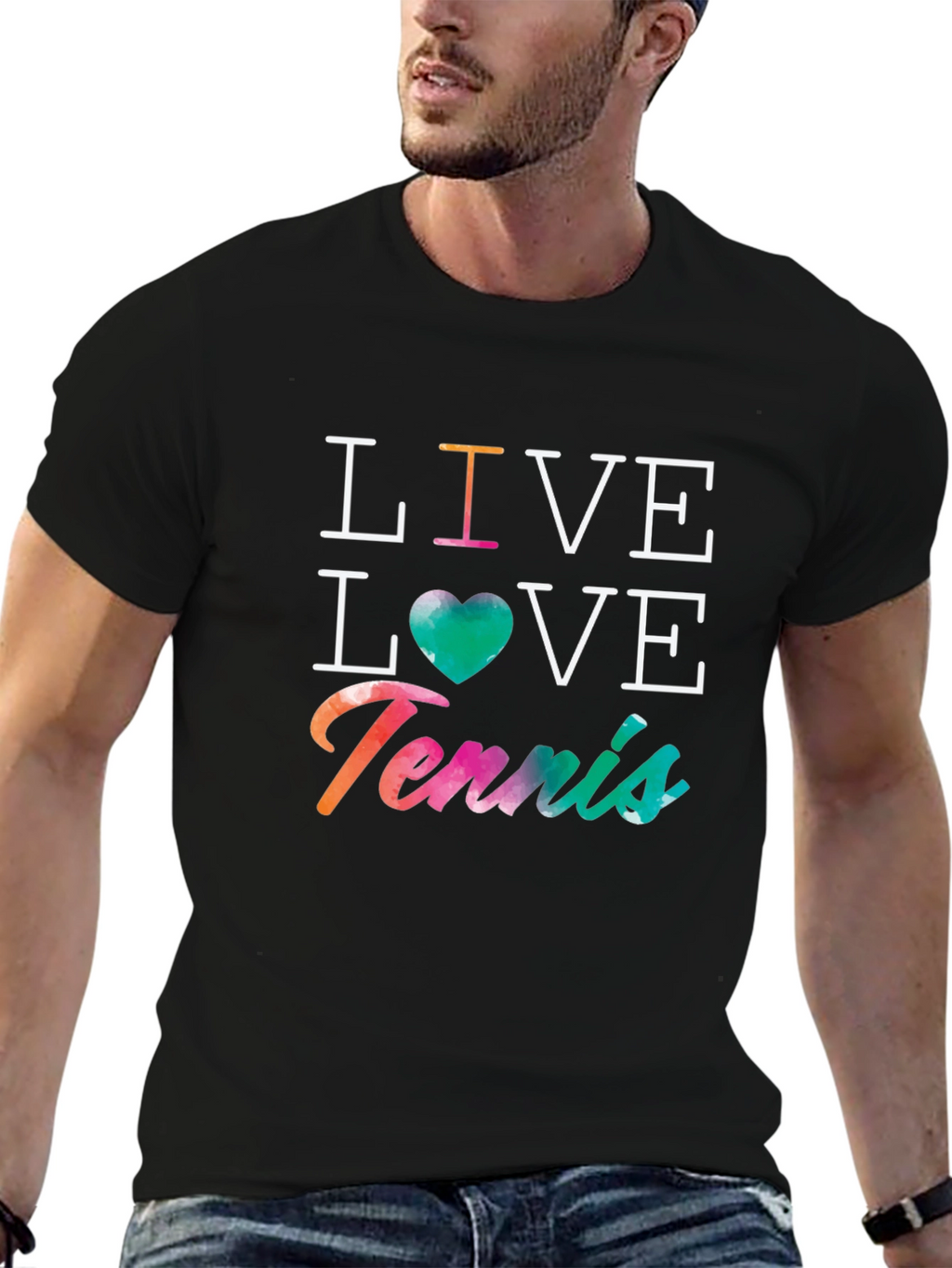 Live Love Tennis Graphic Tee - Mens Black T-Shirt