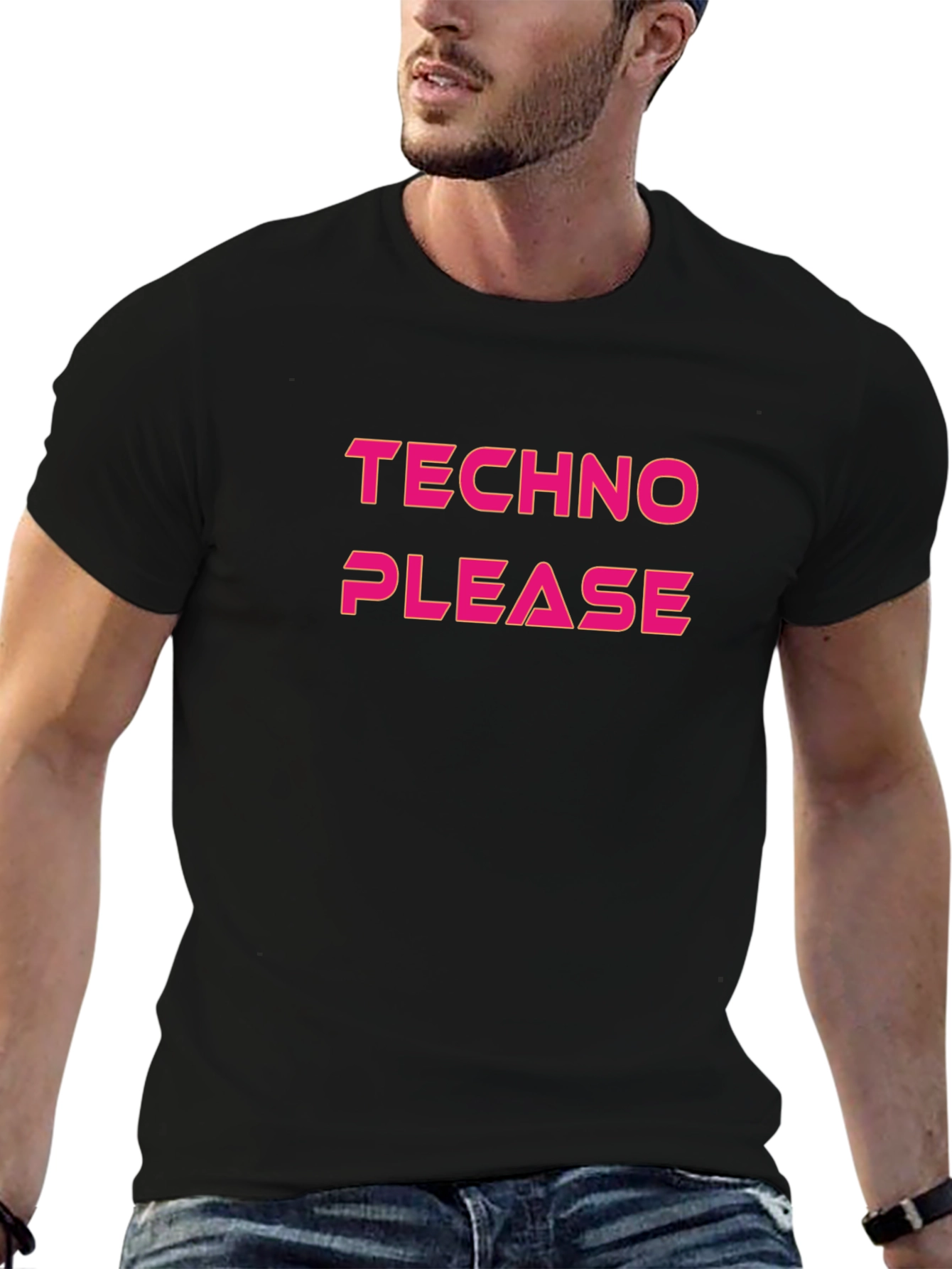 Techno Please Graphic T-Shirt - Black